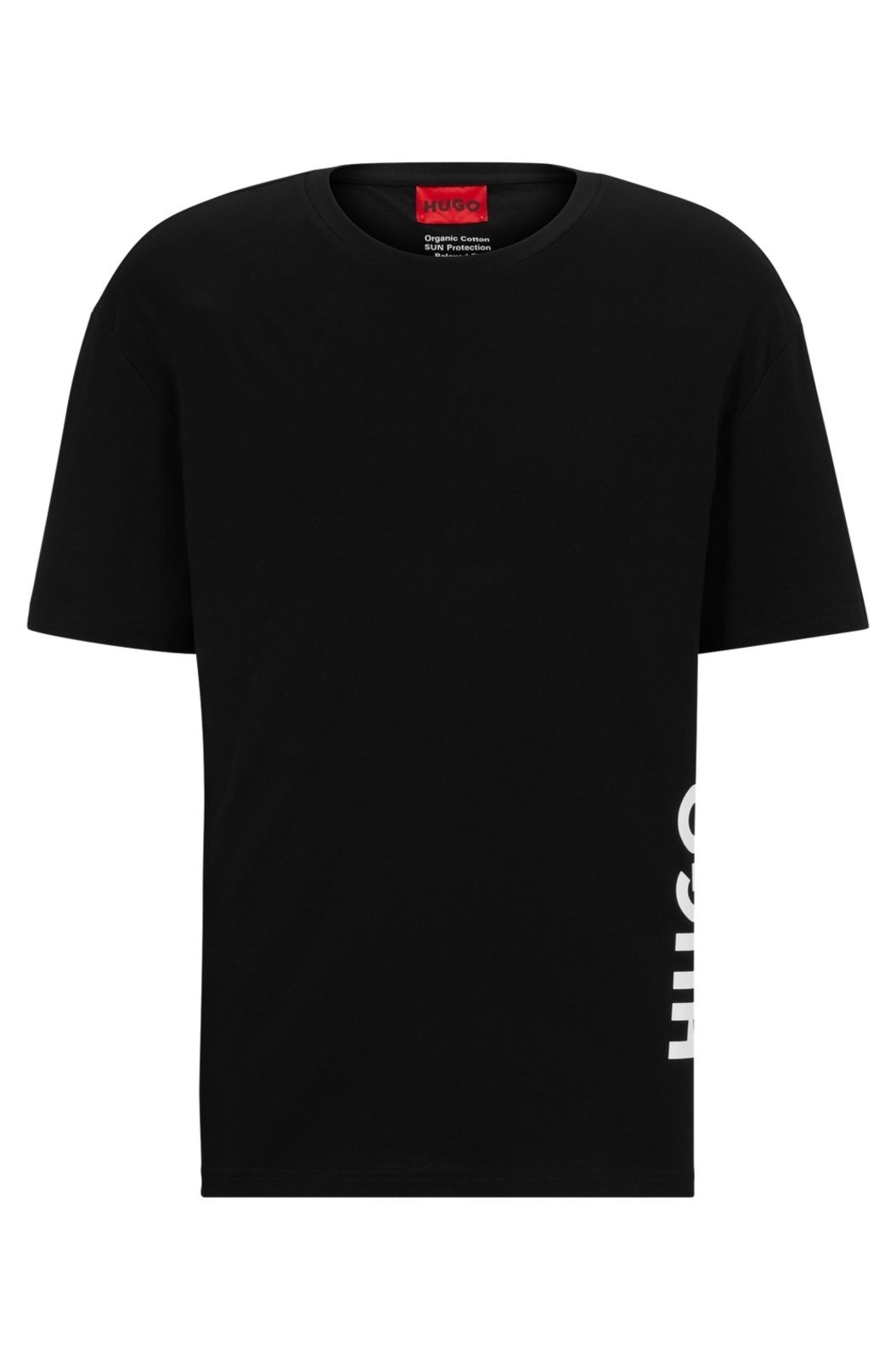 Camiseta De Algodão Orgânico Com Caimento Solto E Logotipo Vertical