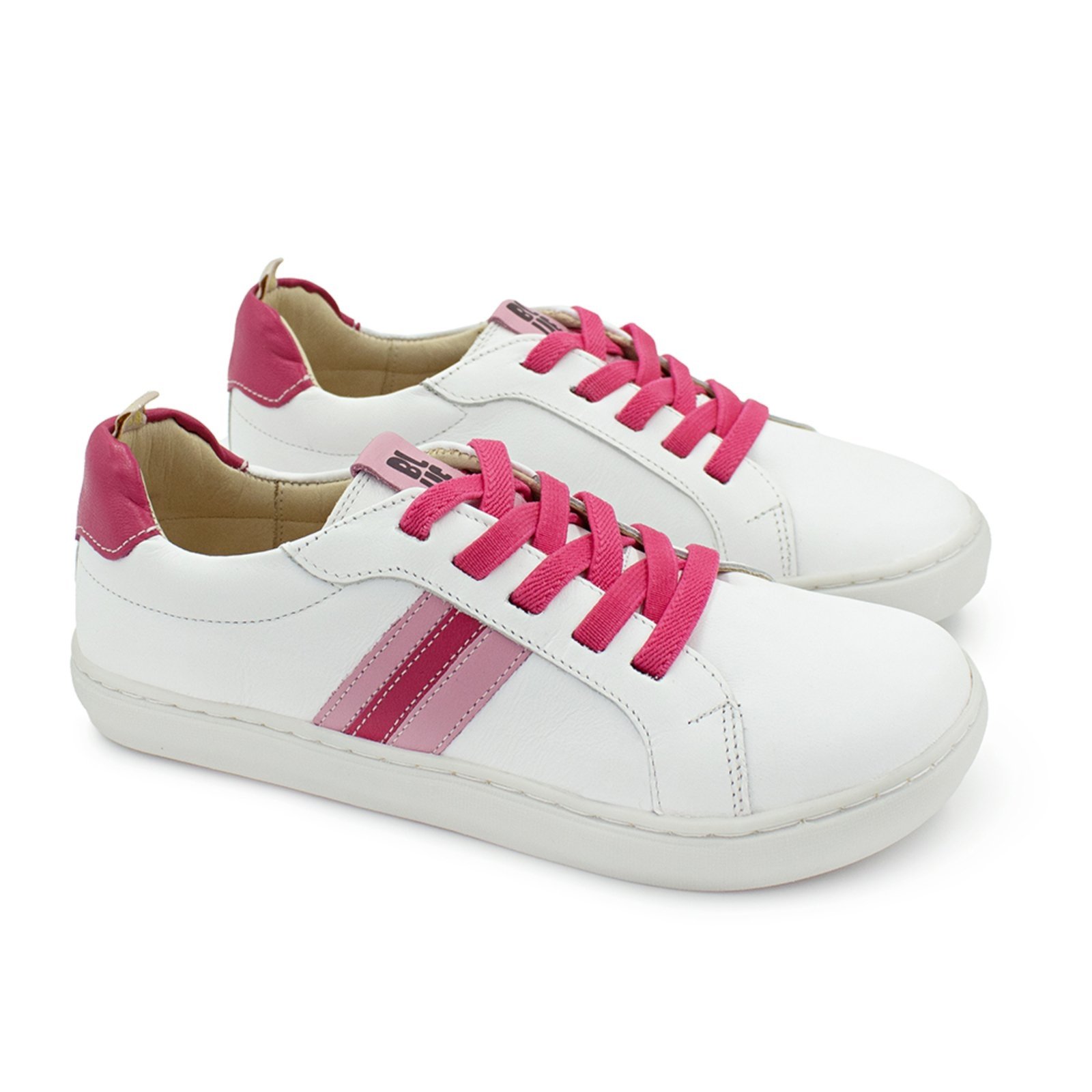 Vista 2 Infantil - Tênis Menina Blue Guta Couro Branco Pink Blue Infantis branco blue Blue Infantis branco blue
