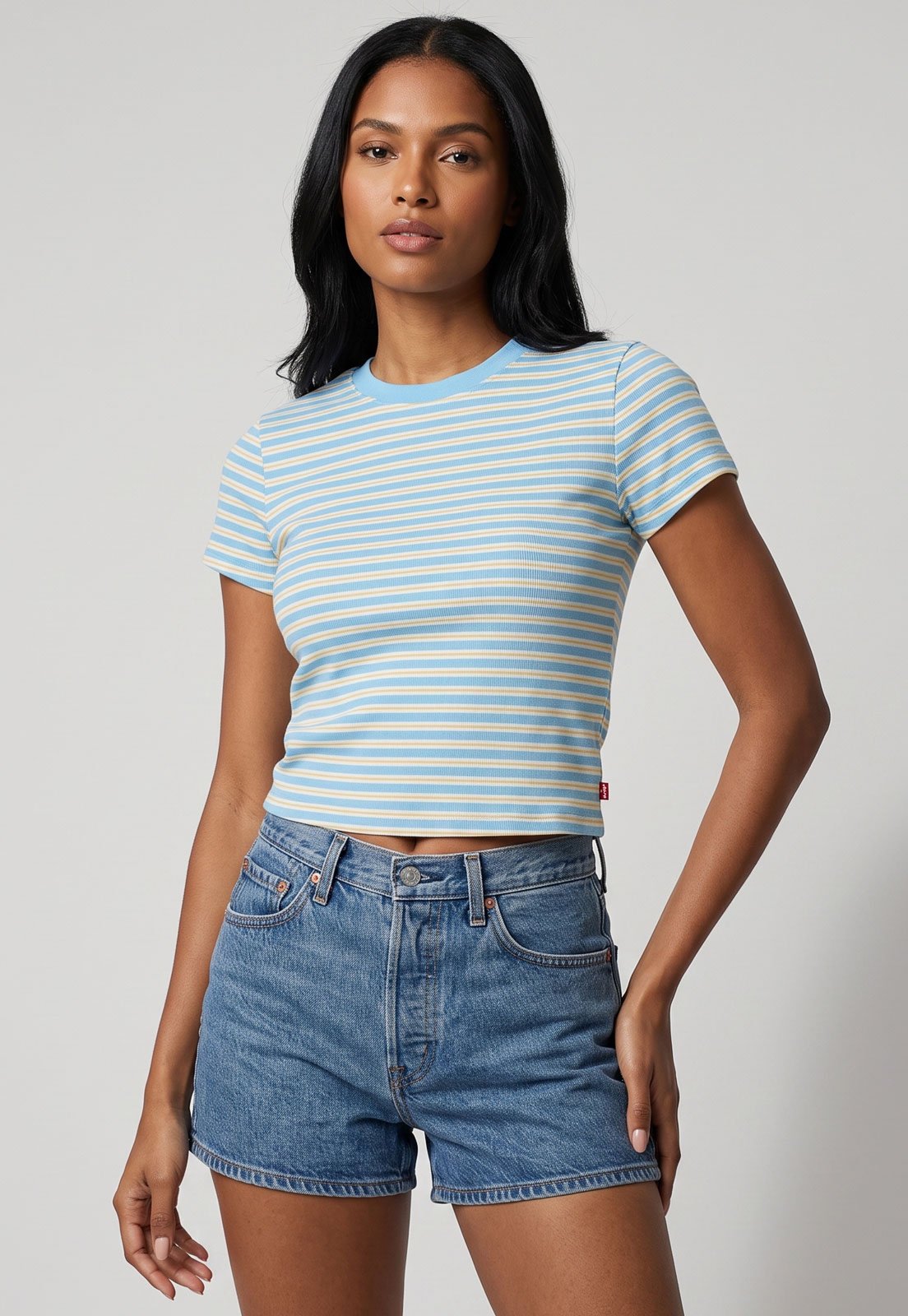 Camiseta Feminina Levis Essential Listrada Azul