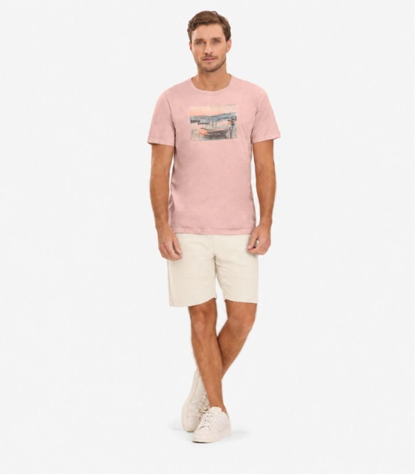 Camiseta Meia Malha Masculina Diametro Rosa