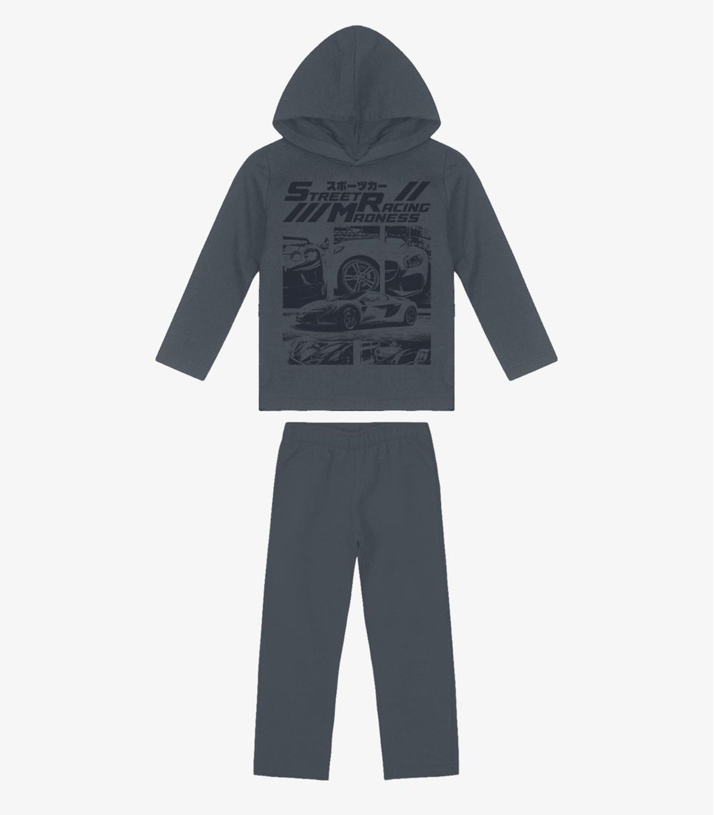 Infantil - Kit Conjunto Blusão Com Capuz E Calça Rovi Cinza