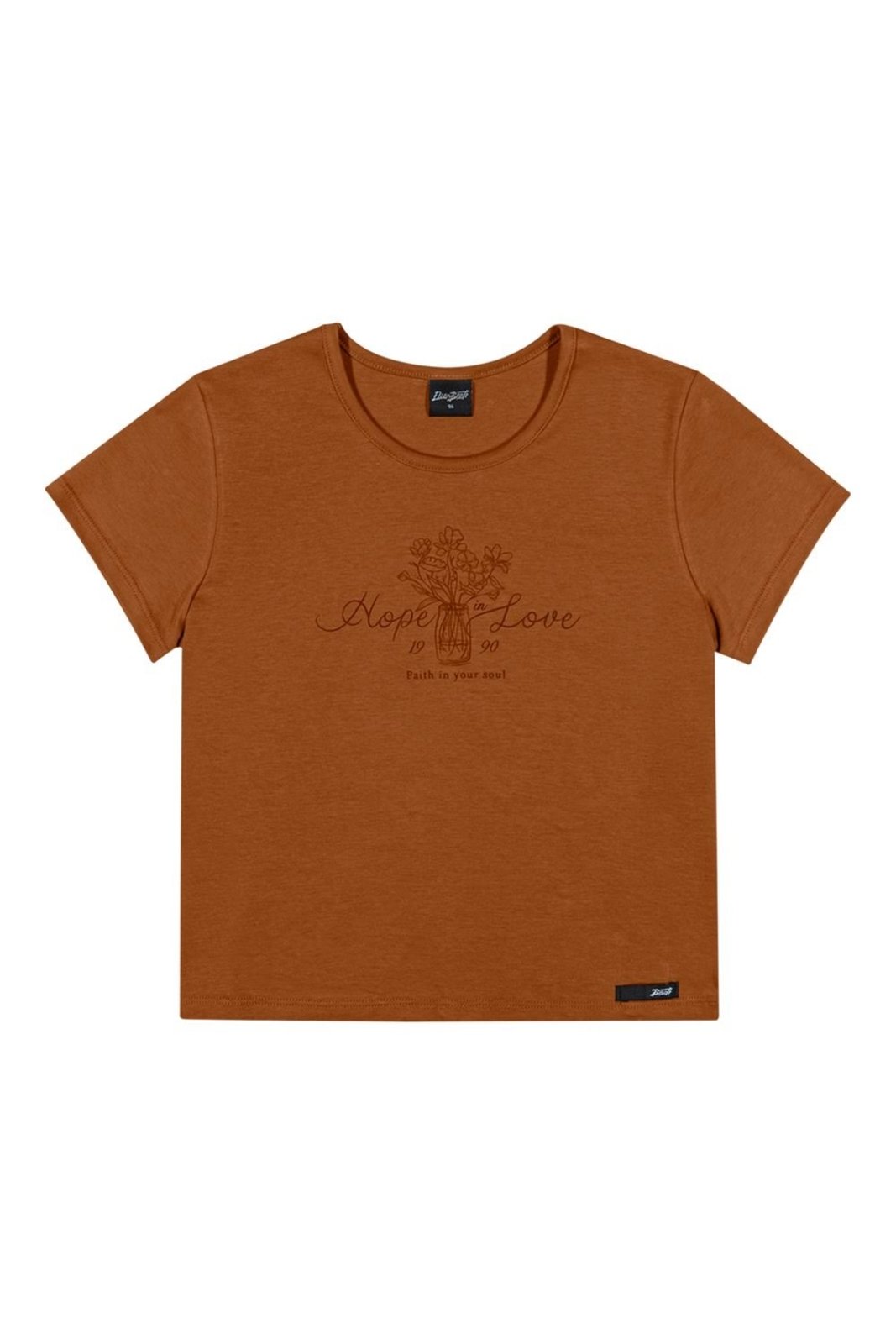 Infantil - Blusa Juvenil Menina Floral Manga Curta Beats Marrom