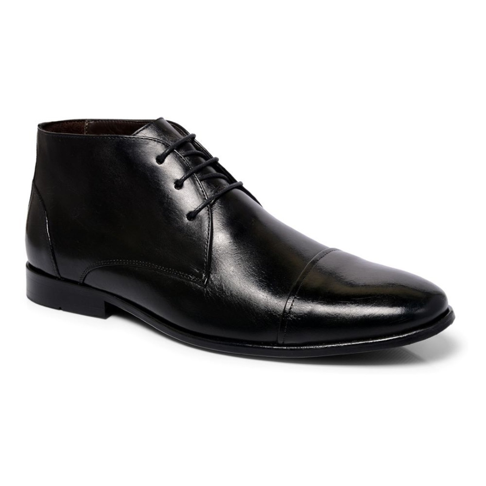 Sapato Masculino Veritimo Bota Em Couro Cano Baixo Amarrar Clássica Confortável Preto