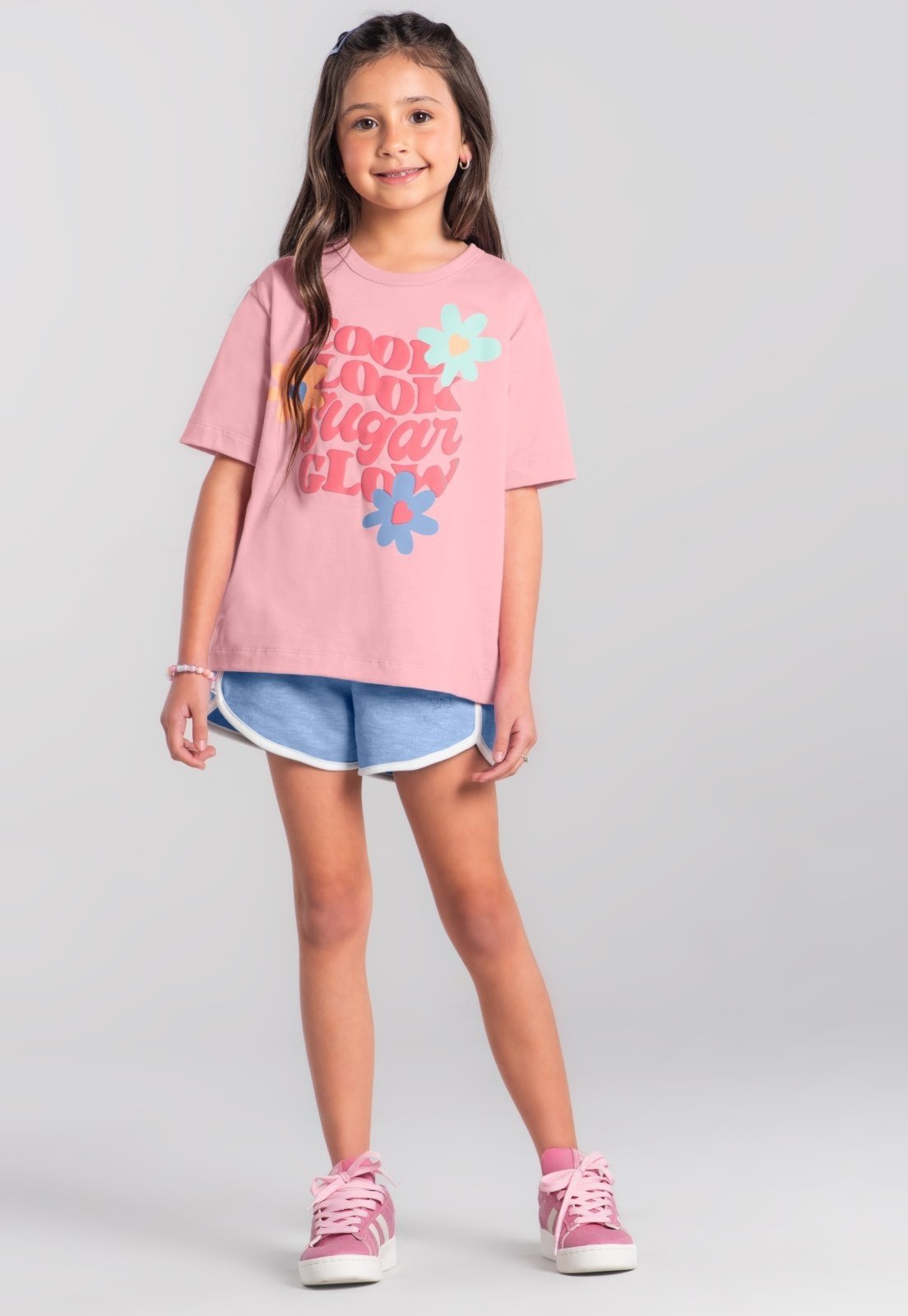 Infantil - Shorts menina em moletinho Brandili