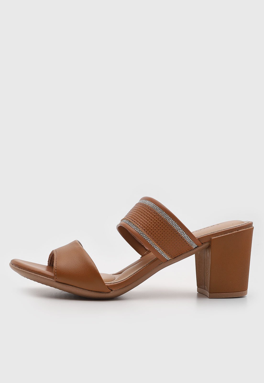Sandália Feminina Usaflex Salto Bloco Caramelo