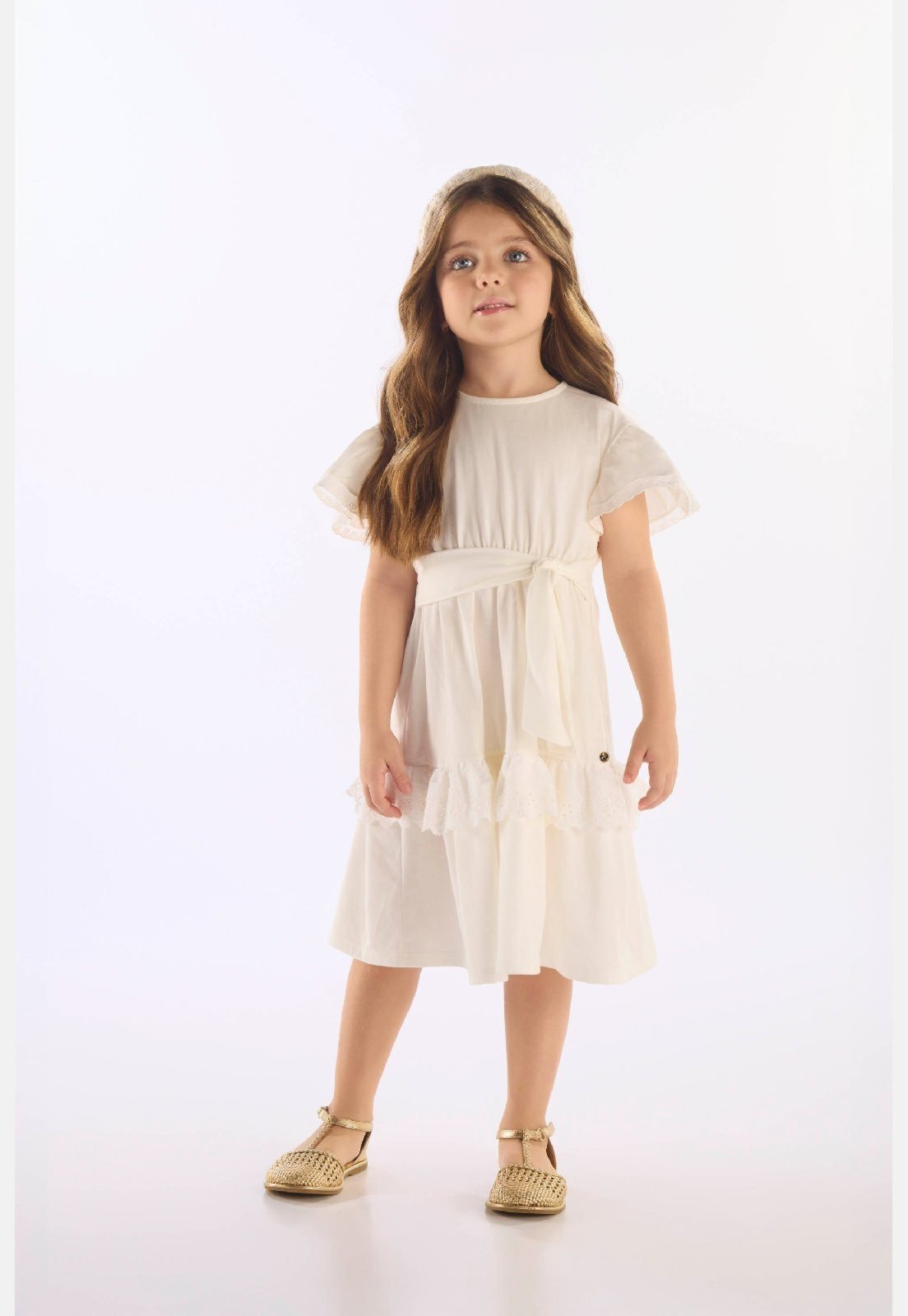 Infantil - Vestido Algodão Detalhe Renda Up Baby Branco