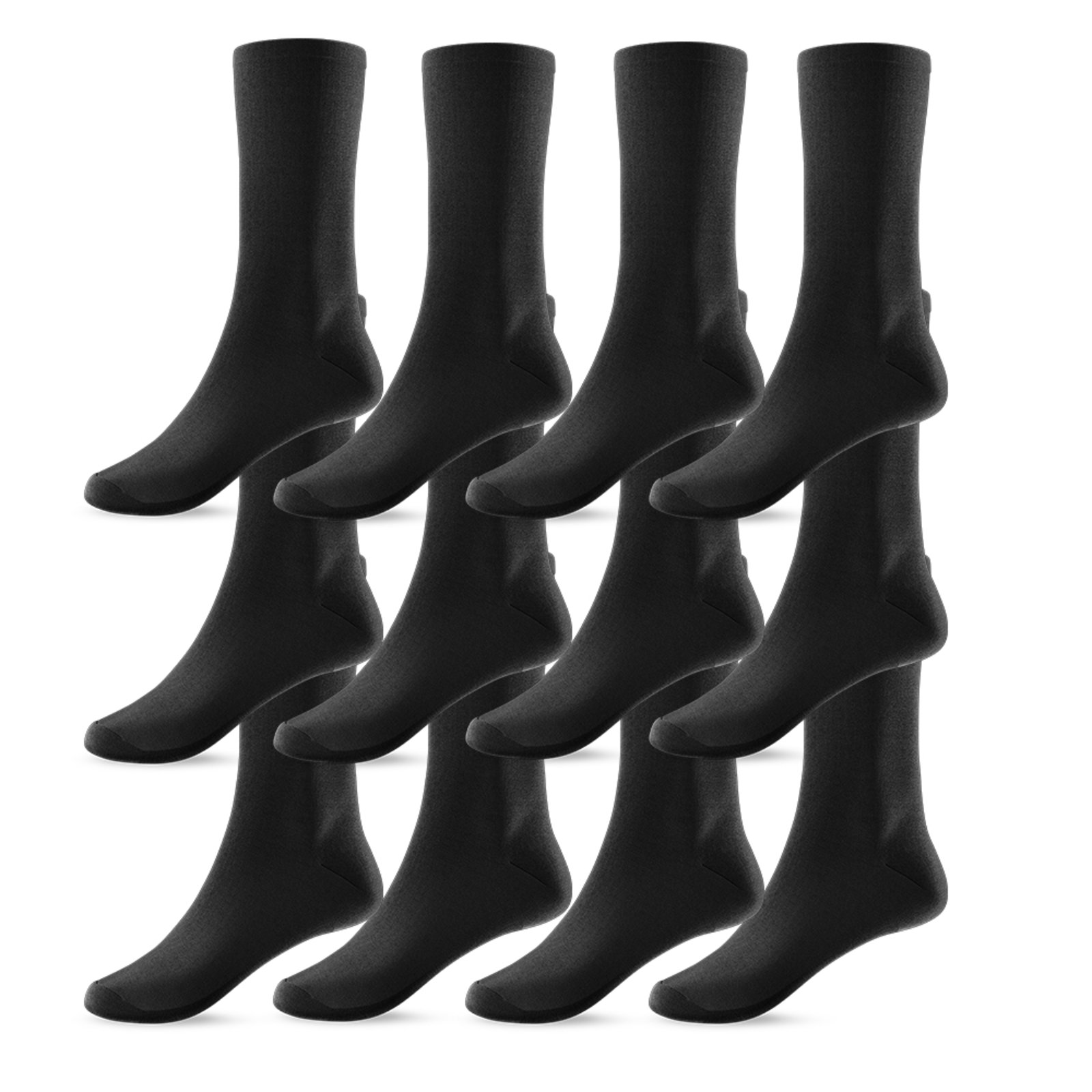 Kit 12 Pares de Meias Cano Alto Unissex Preta