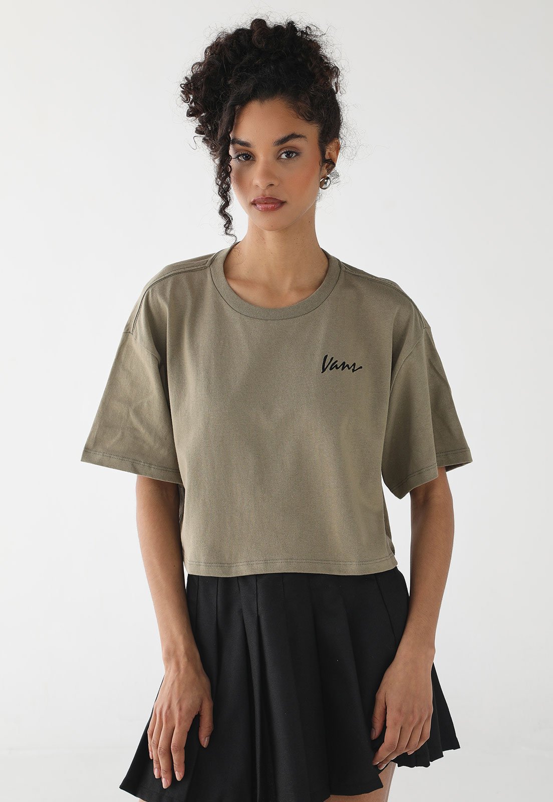 Camiseta Feminina Vans Knit Cropped Verde Oliva