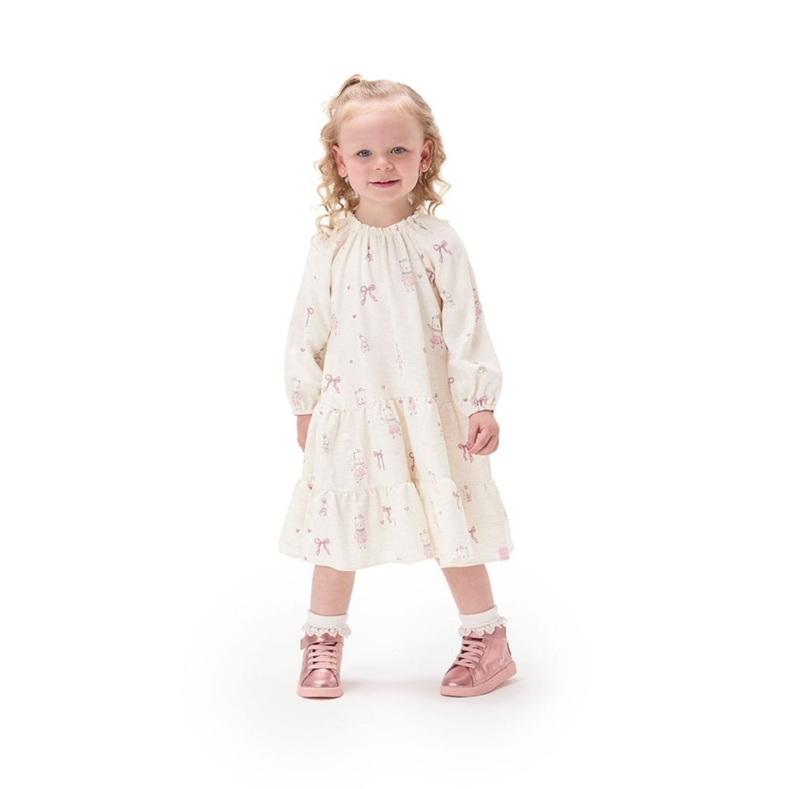 Infantil - Vestido Curto Manga Longa Menina Marisol