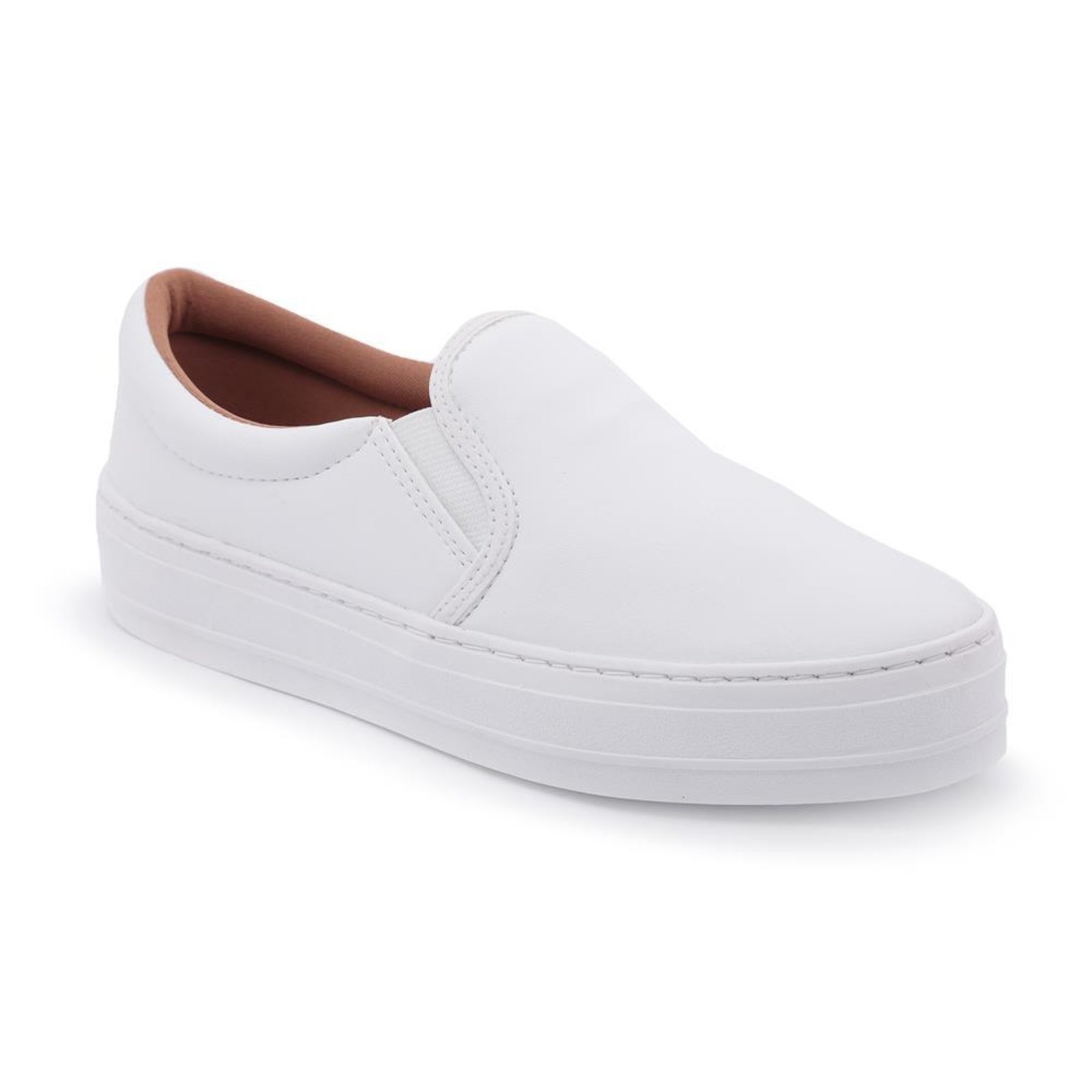 Tênis Slip On Feminino Liso Conforto Casual Dia a Dia Branco 33 Branco