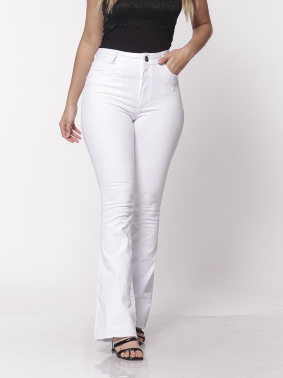 Calça Sarja Flare Elastano 7905 Branco