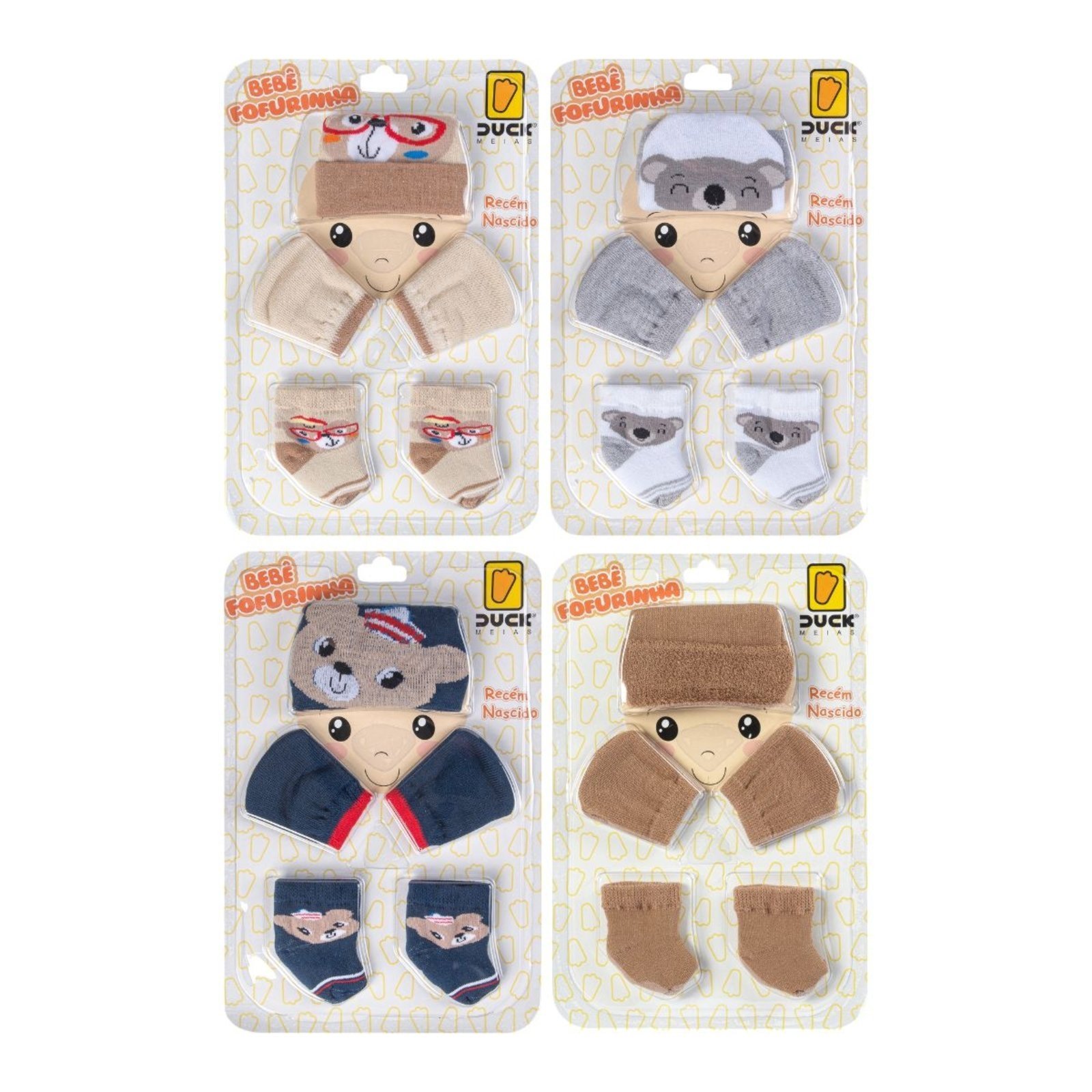 Infantil - Kit 4 conjunto enxoval toca luva e meia recém nascido , conjunto fofo, ideal para usar em qualquer momento