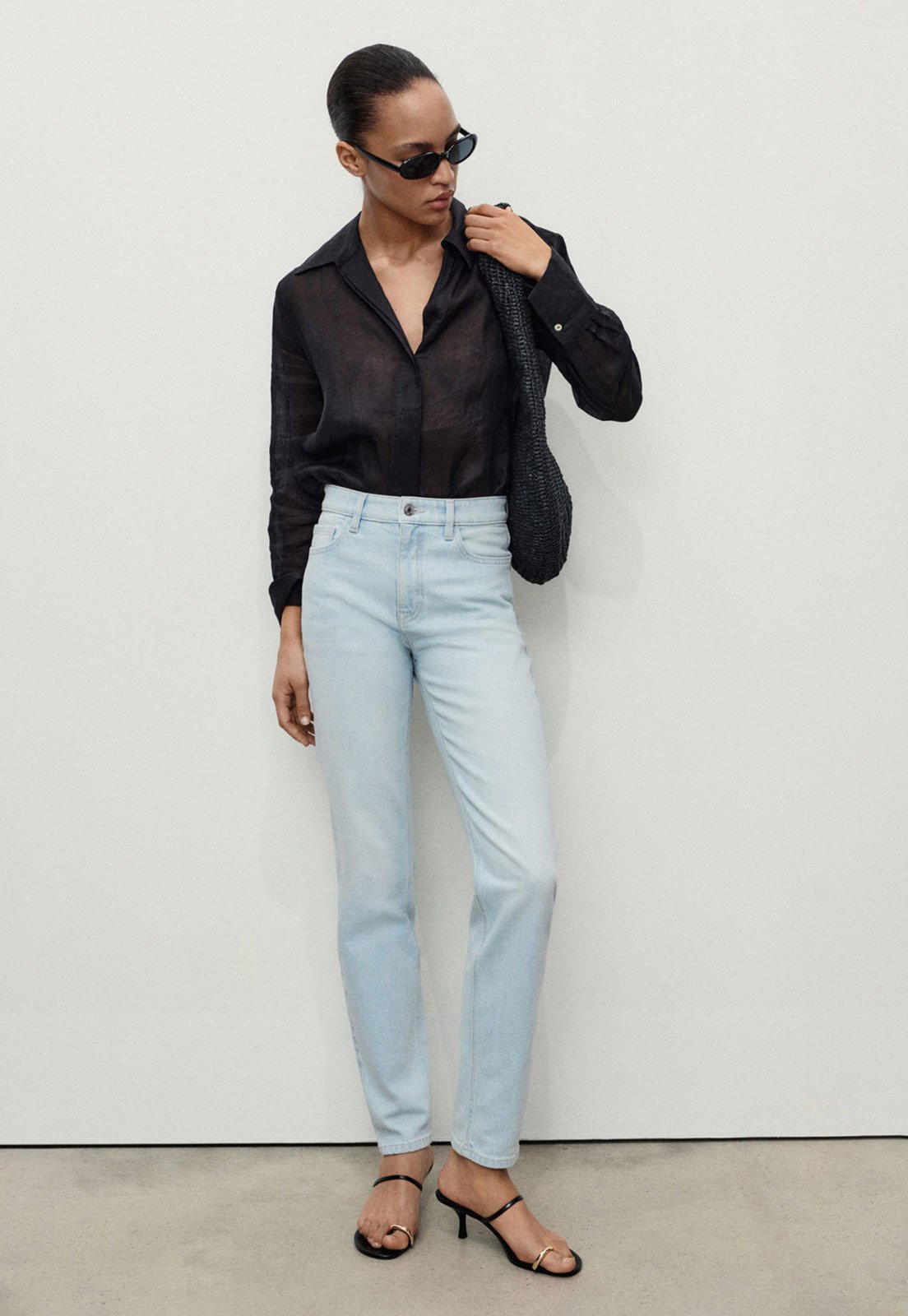 Calça Jeans Mango Mom Newmom Azul