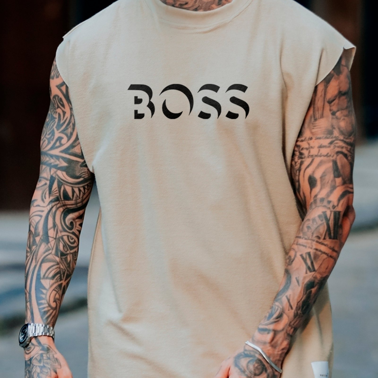 Camiseta Regata Machão Boss Streetwear Moda Urbana Off White