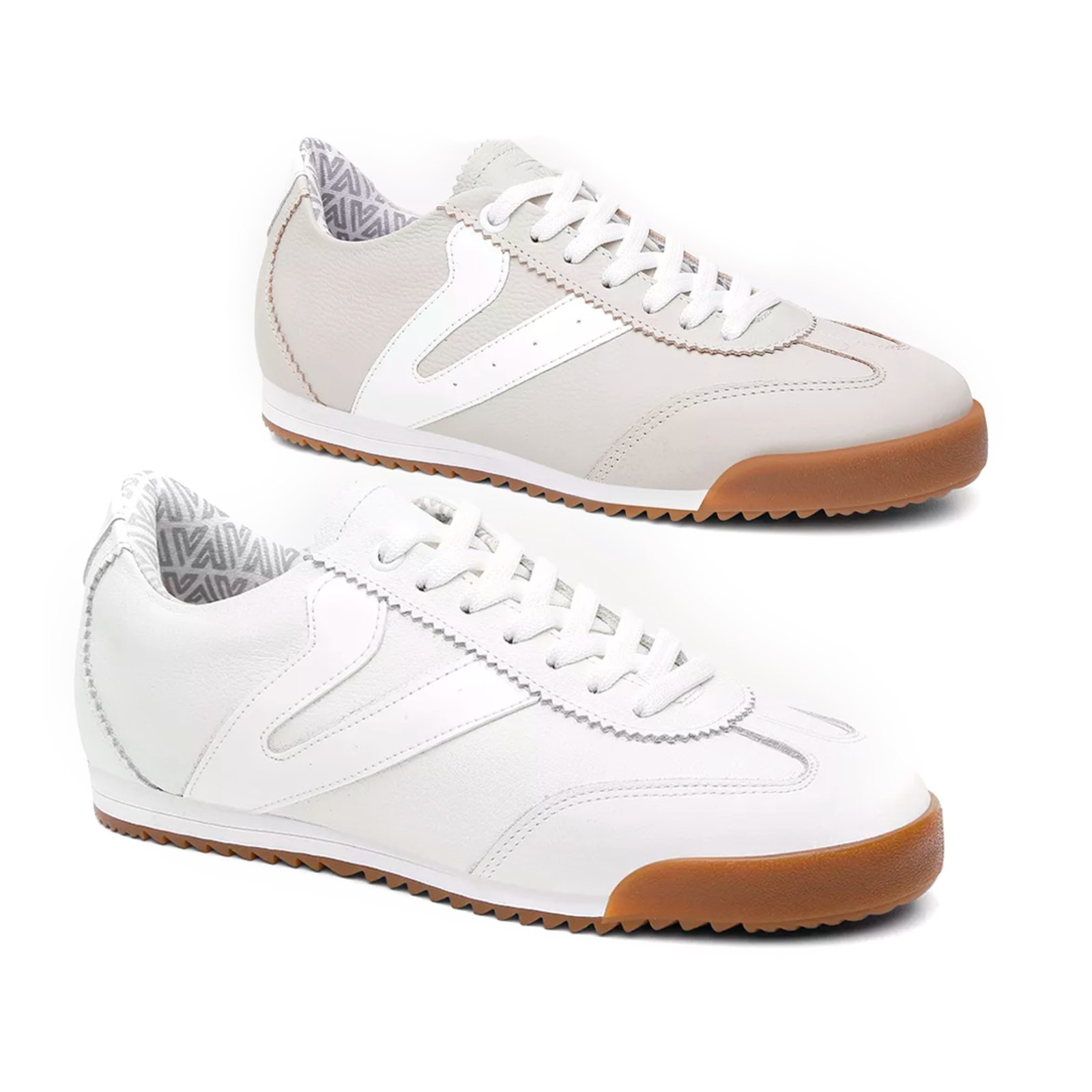 Kit 2 Tênis Feminino Vittal Couro Legítimo Naomi Casual Clássico Retrô OffWhite e Branco
