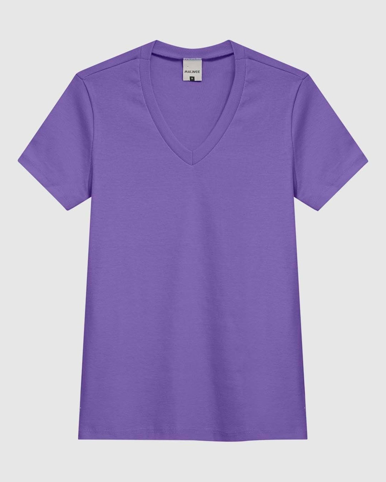 Blusa Feminina Decote V Manga Curta Em Malha Algodão Texturizada