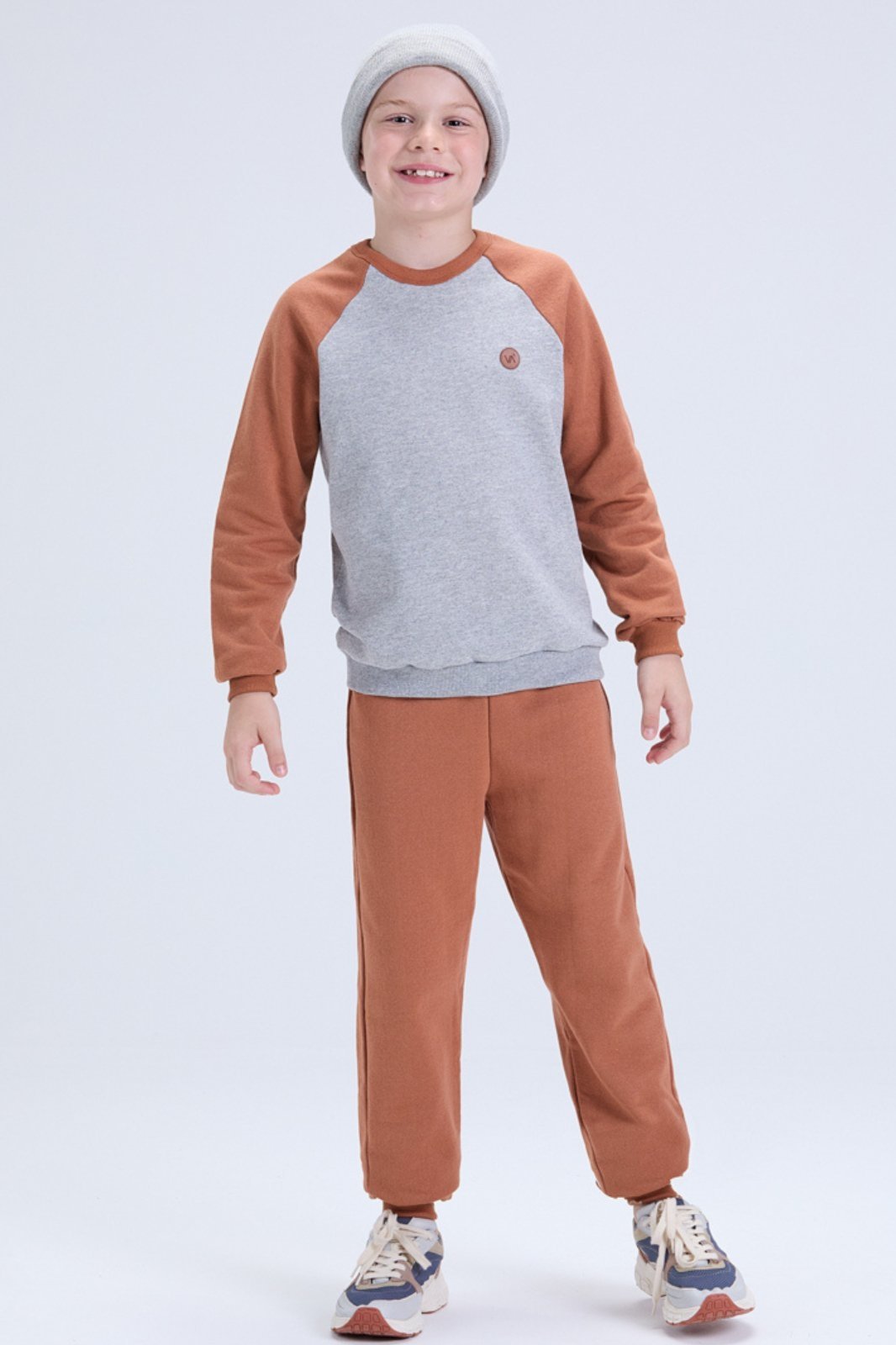 Infantil - Conjunto de Inverno Masculino Moletom Raglan com Aplique