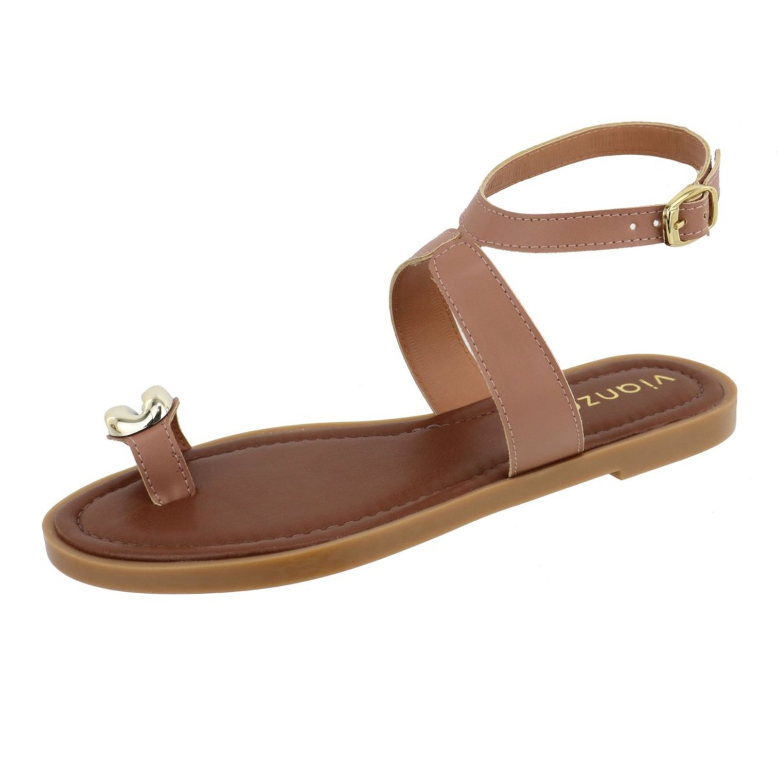 Rasteirinha Sandália Vianza Dedo Fivela Lateral Mocha Mousse