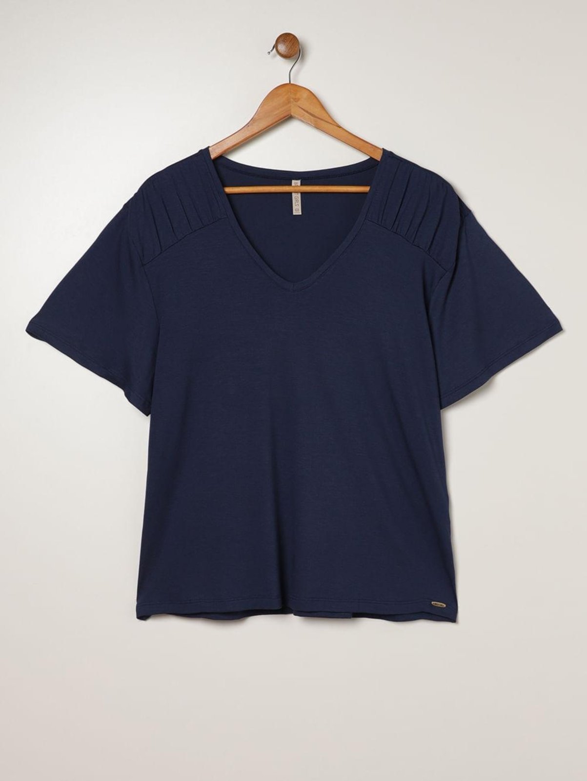 Vista 2 Blusa Creponada Franzido Plus Size Feminina MARINHO Bright Girl'S azul Bright Girl'S azul