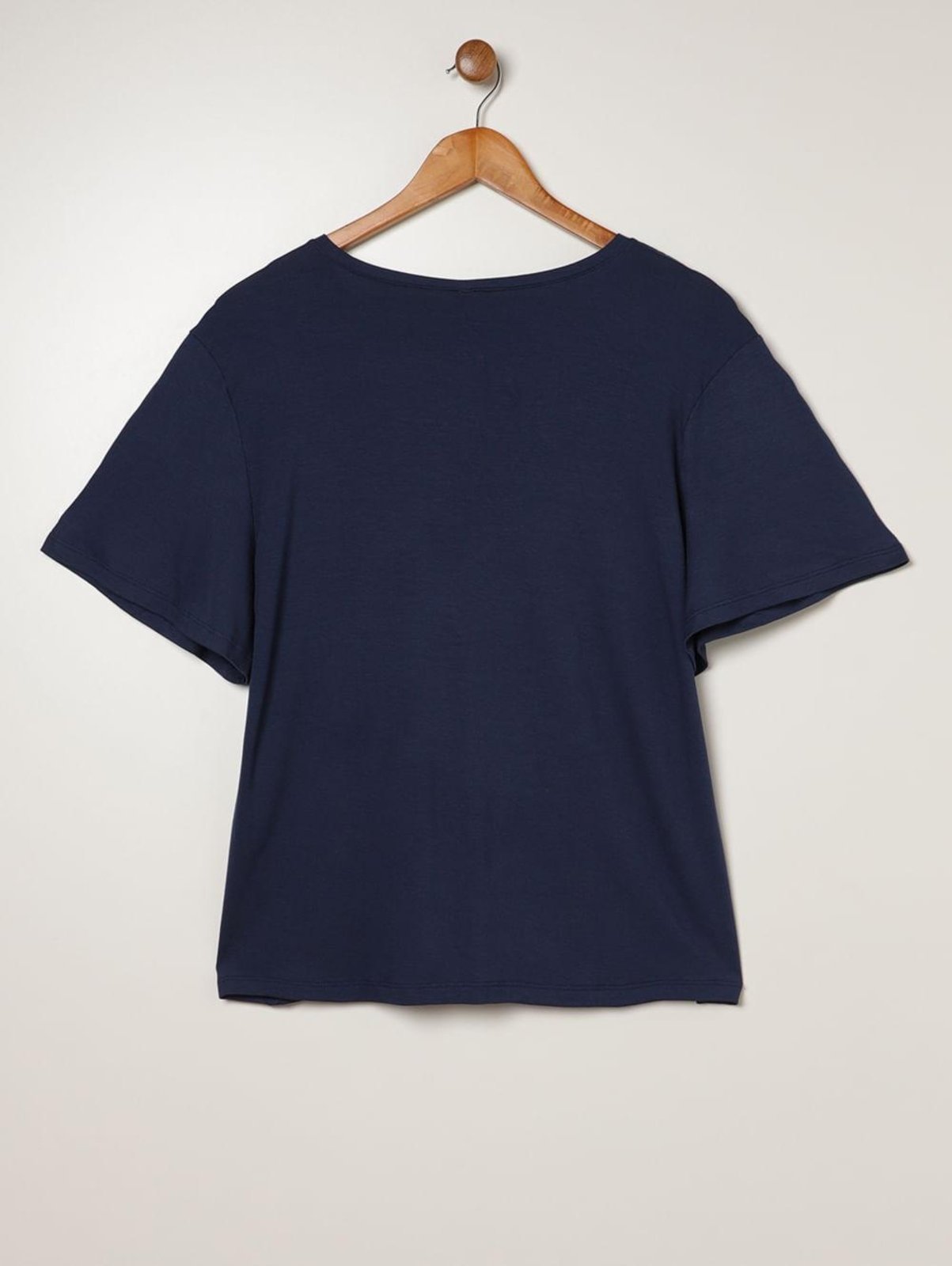 Vista 3 Blusa Creponada Franzido Plus Size Feminina MARINHO Bright Girl'S azul Bright Girl'S azul