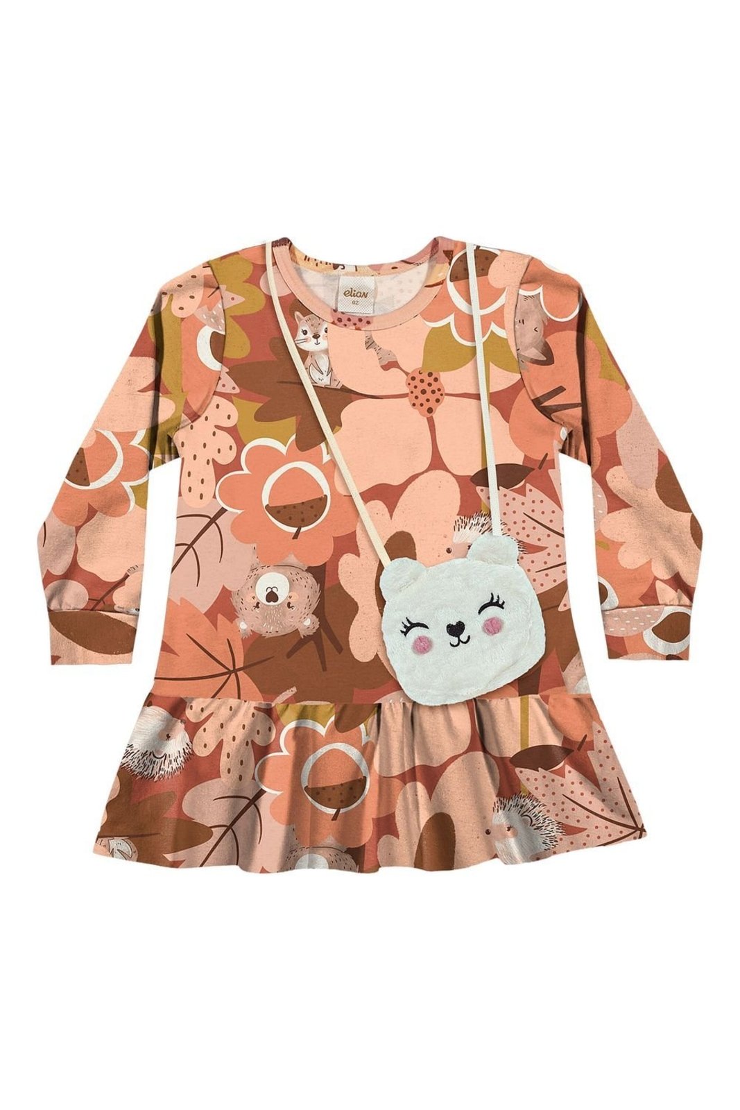 Infantil - Vestido Menina Floral Com Bolsa Elian Laranja