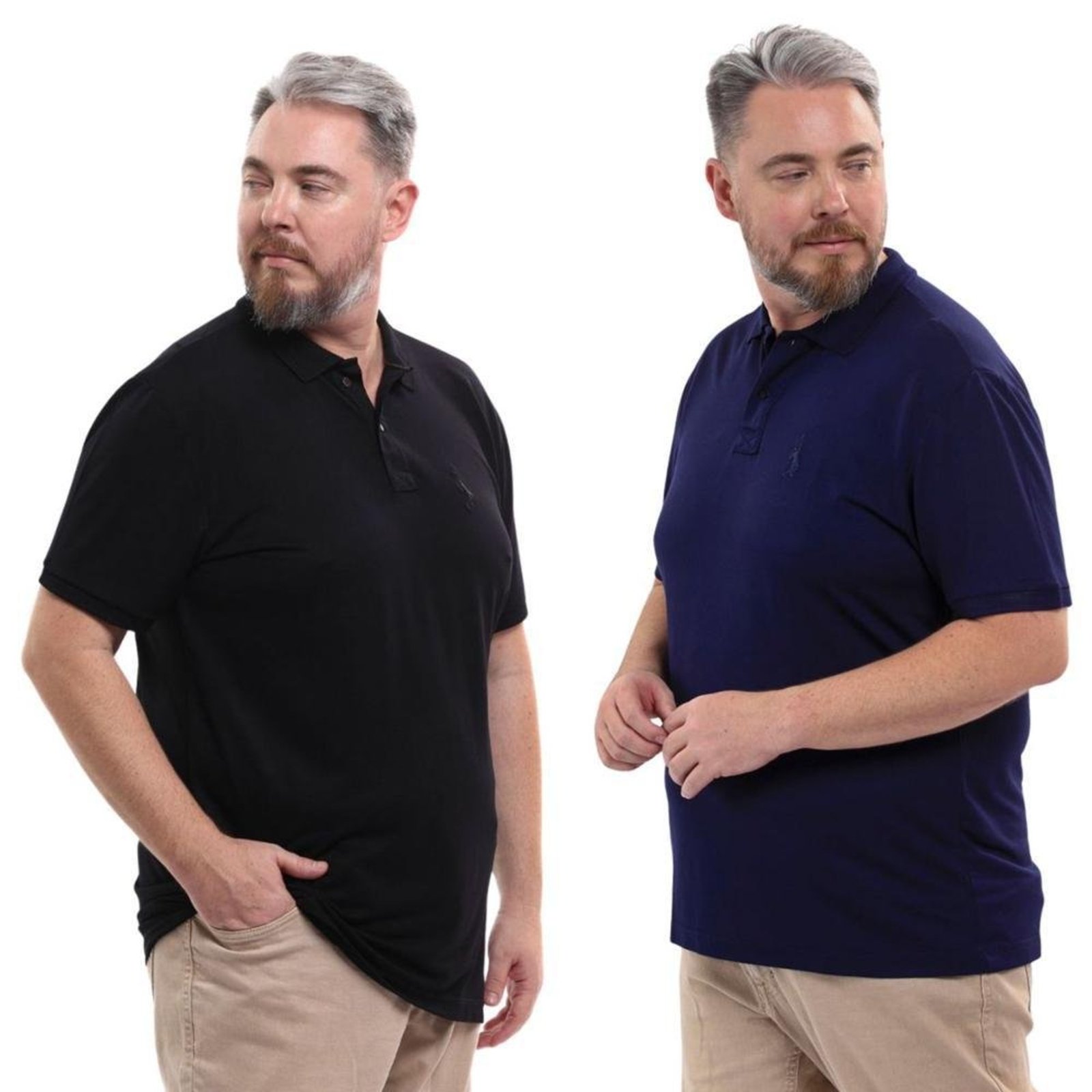 Kit 2 Camisa Polo Masculina Plus Size Piquet Viscose Dry