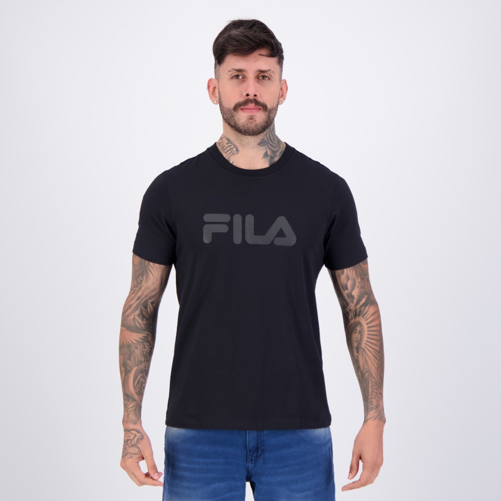 Vista 2 Camiseta Fila Regular Letter Premium IV Preta preto Fila preto