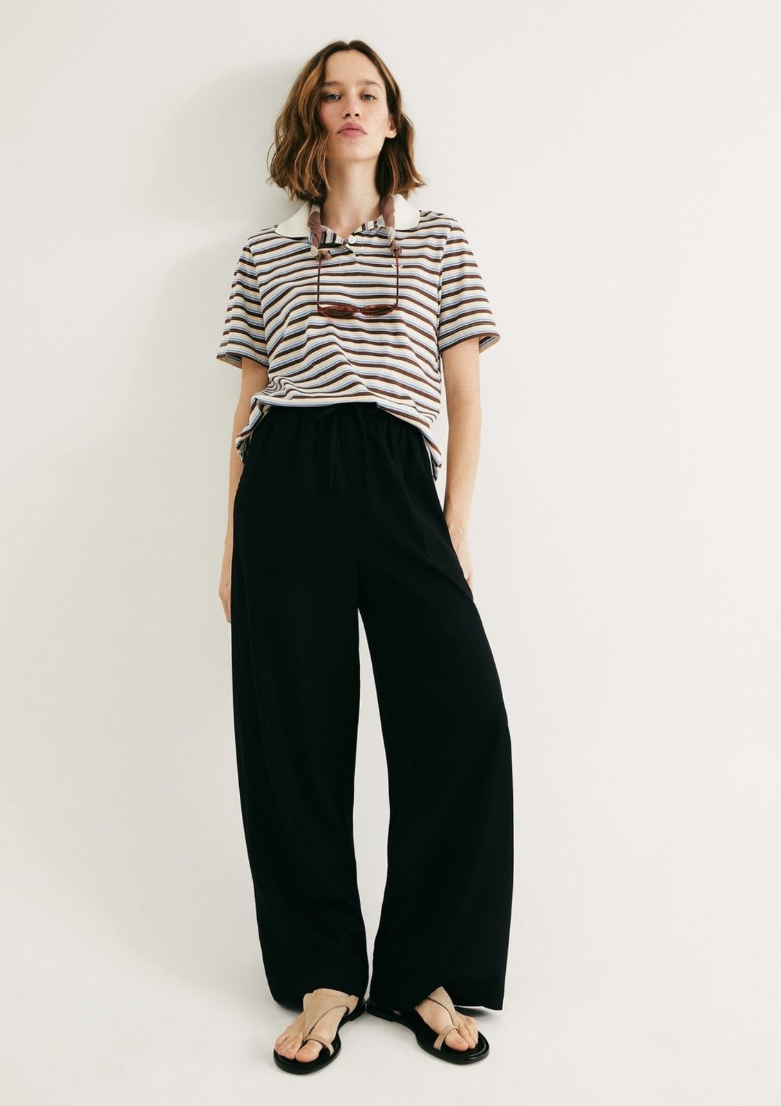 Calça Feminina Reta Cintura Alta Com Linho