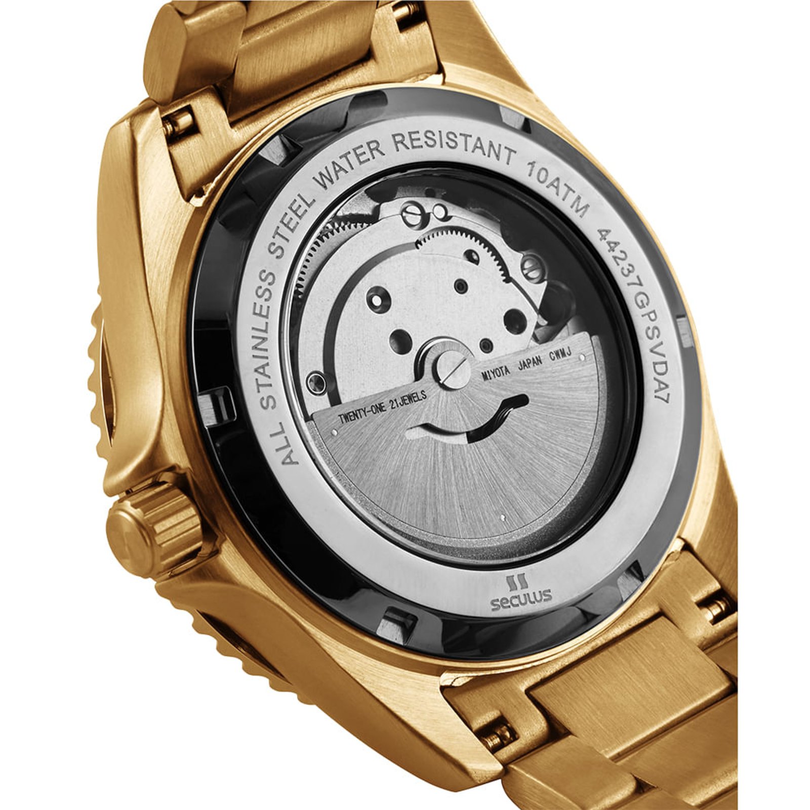 Vista 3 Relógio Masculino Automático Dourado Mostrador Verde Seculus dourado verde Seculus dourado verde