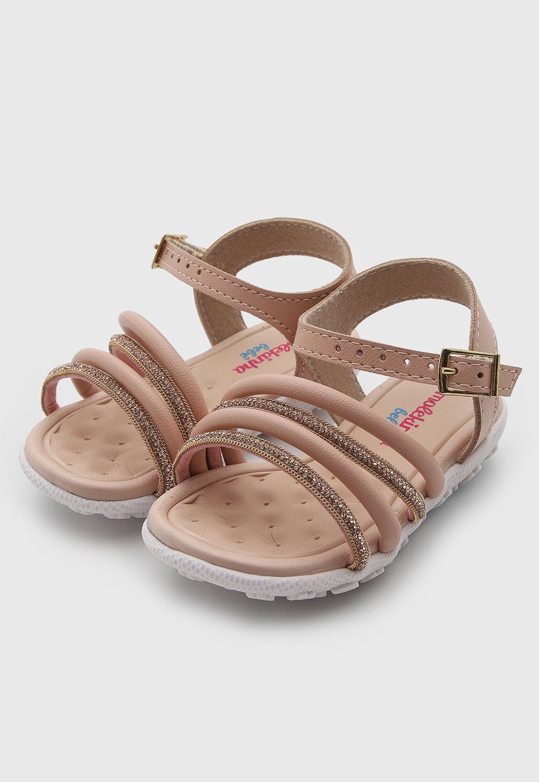Infantil - Sandália Molekinha Tiras Brilho Rosa