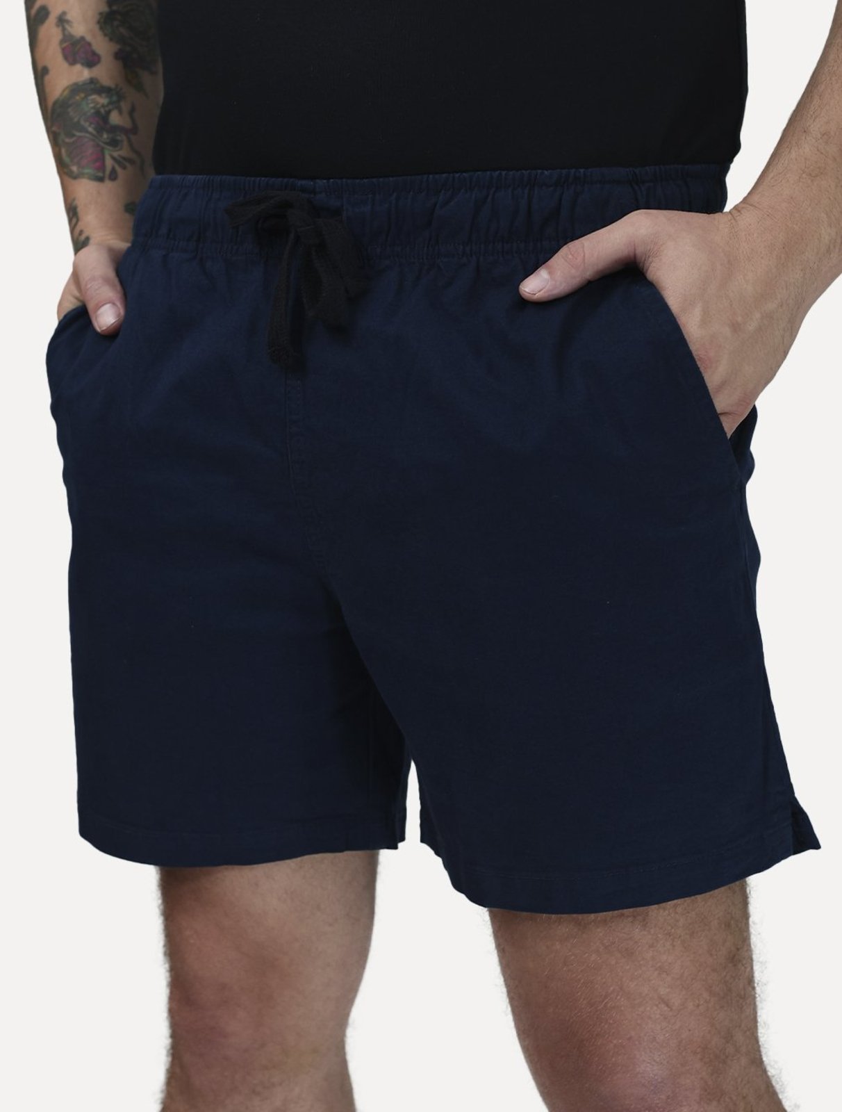 Short King & Joe Masculina Sarja Flex Twill Peach Azul Marinho