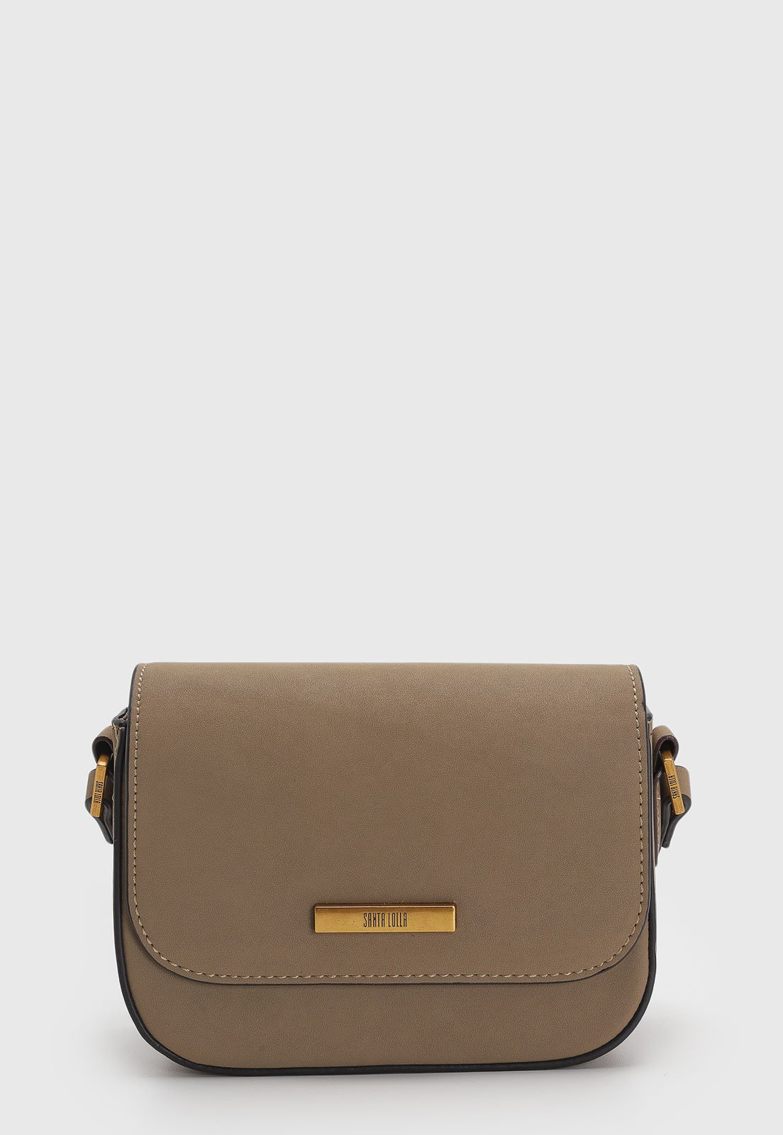 Bolsa Pequena Santa Lolla Detalhe Metálico Bege