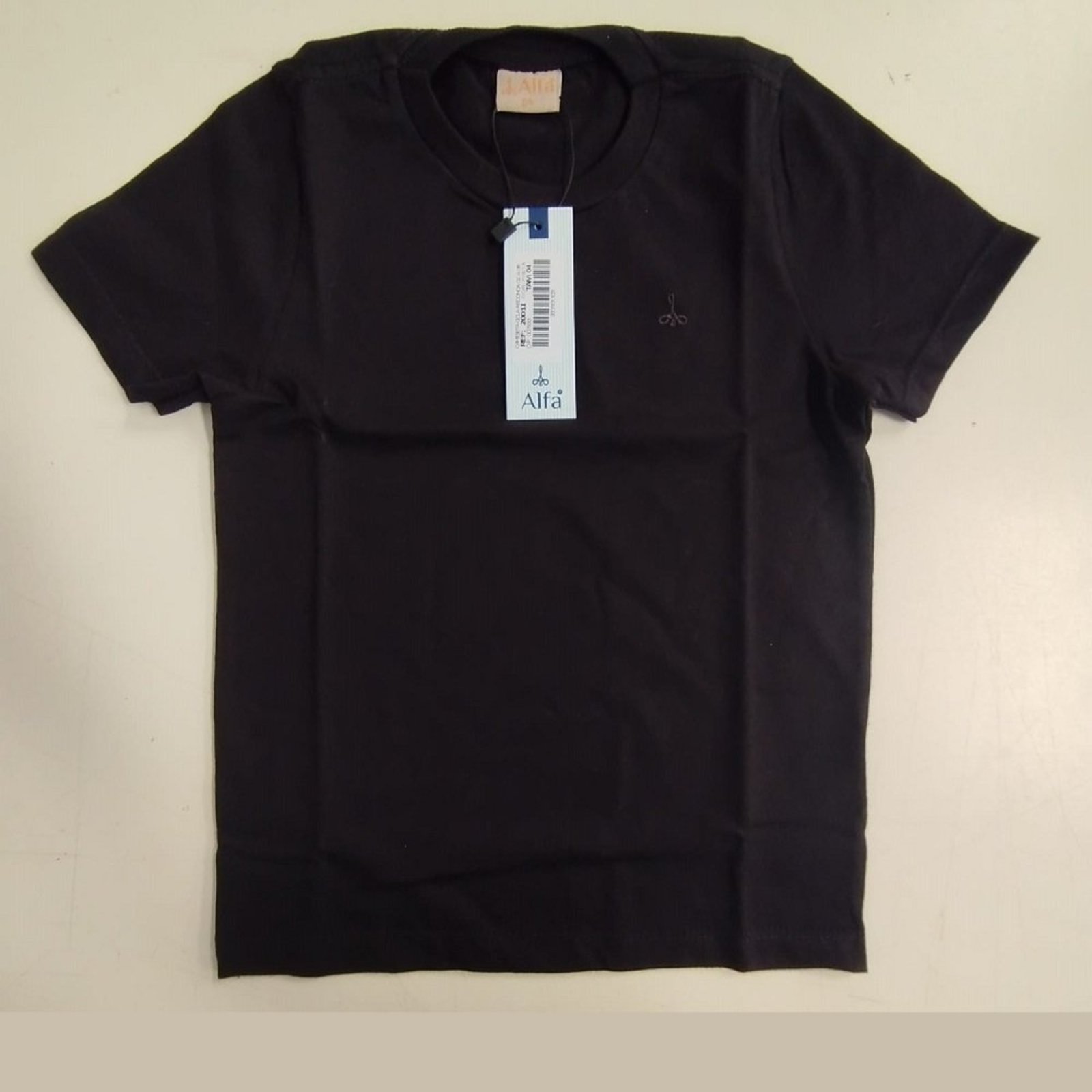Infantil - Camiseta Malha Gola Redonda e Juvenil Alfa Preto