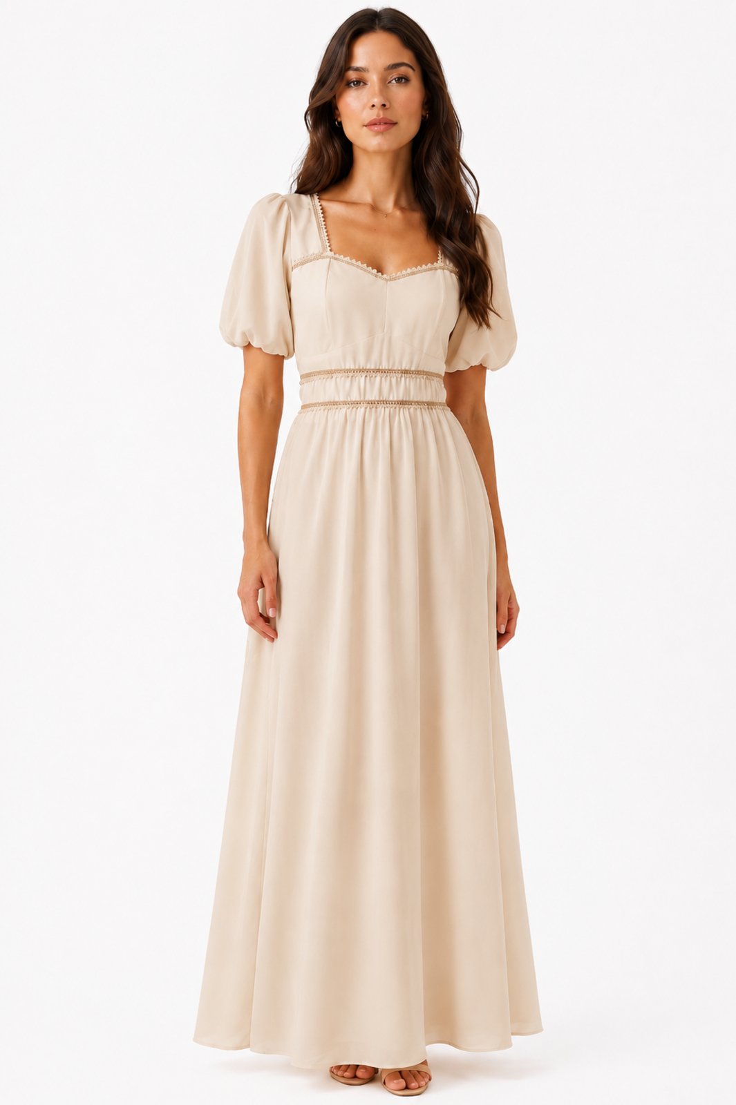 Vestido Longo D Bell Outlet Fashion Alfaiataria Marant Bege