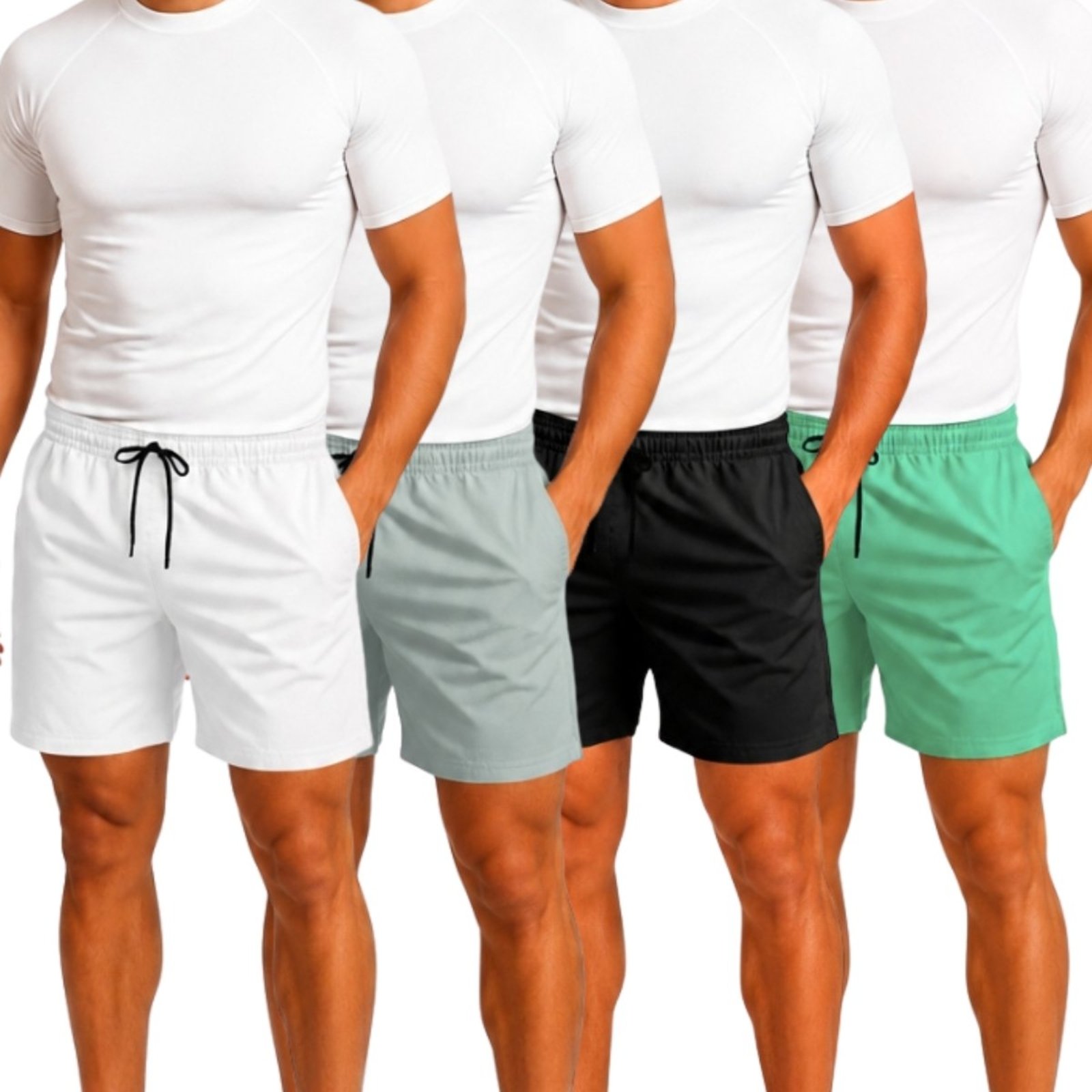 Kit 4 Short Tactel Leve Relaxado Moda Praia Liso Bermuda Masculina