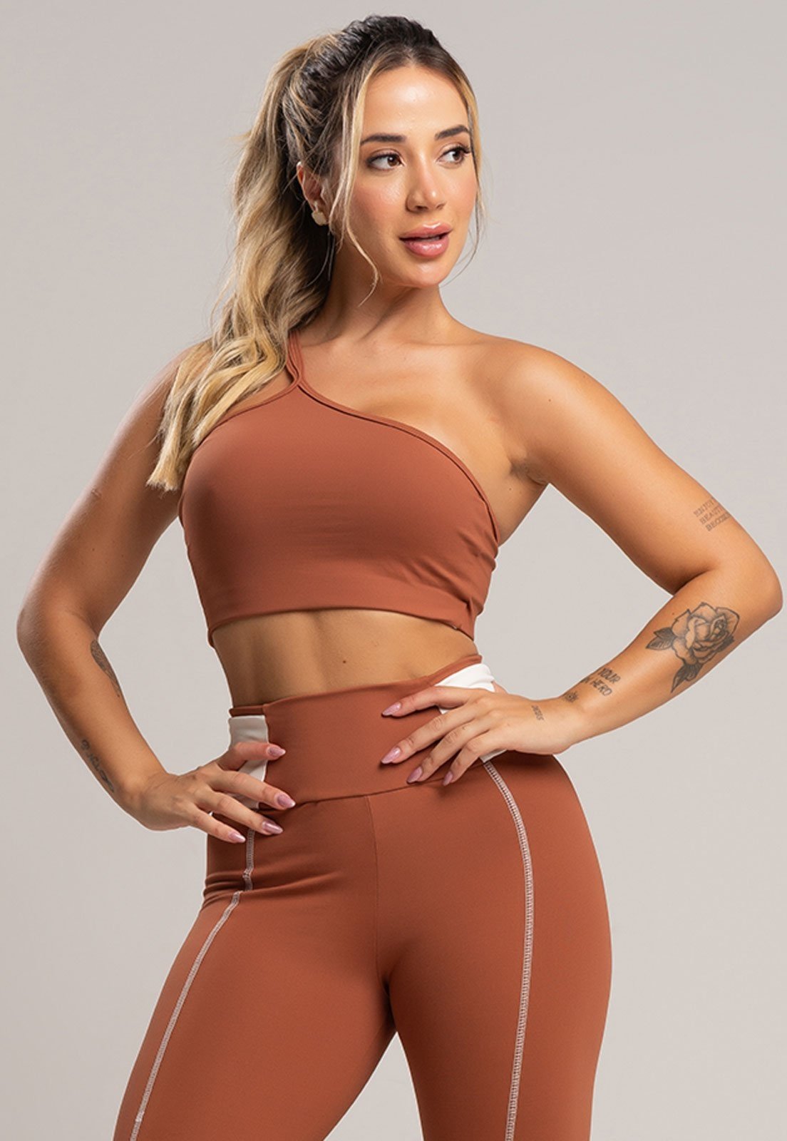 Top Fitness MVB Modas Cropped Duplo Alcinha Poliamida Mousse