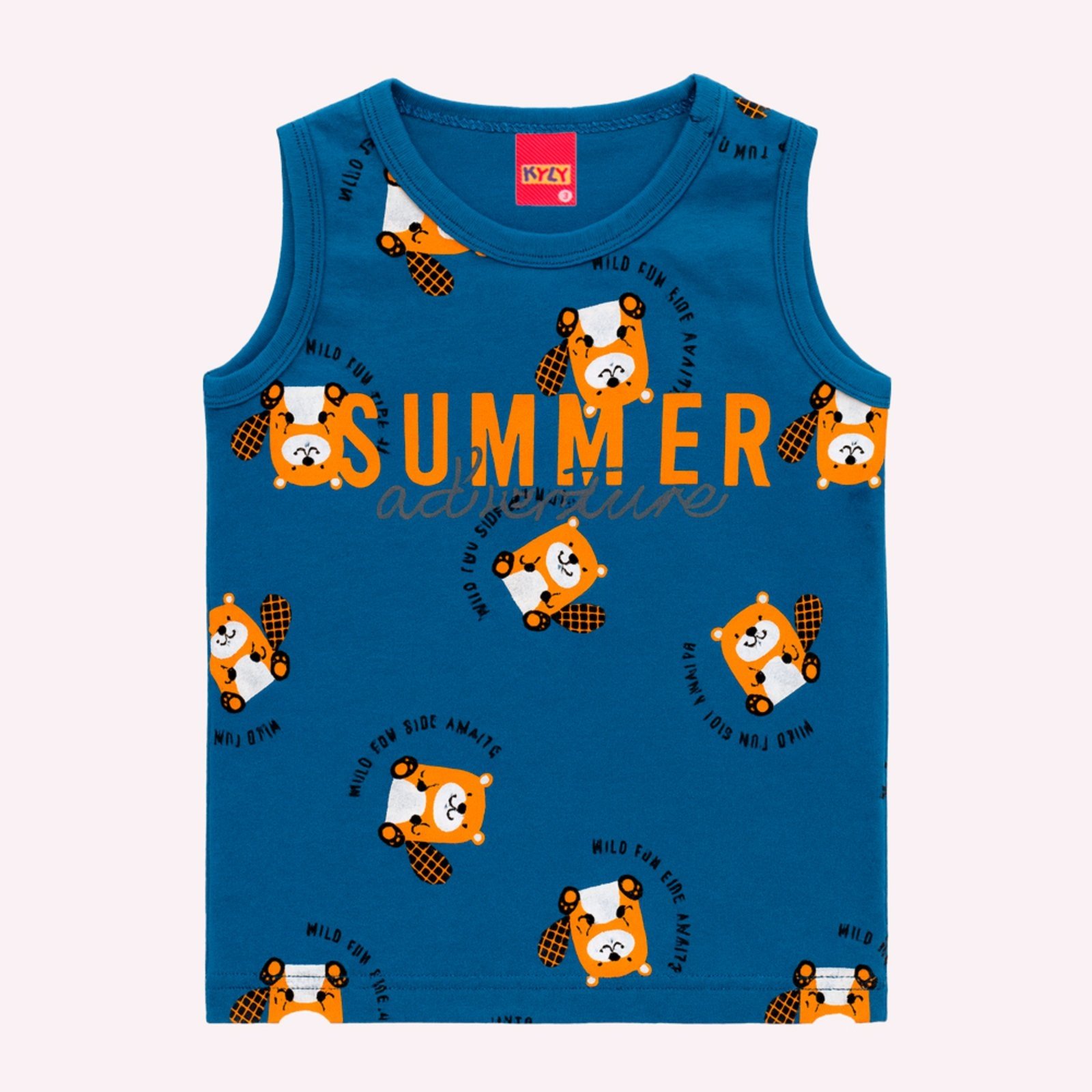 Vista 2 Infantil - Regata Menino Summer Lettering Kyly azul Kyly azul