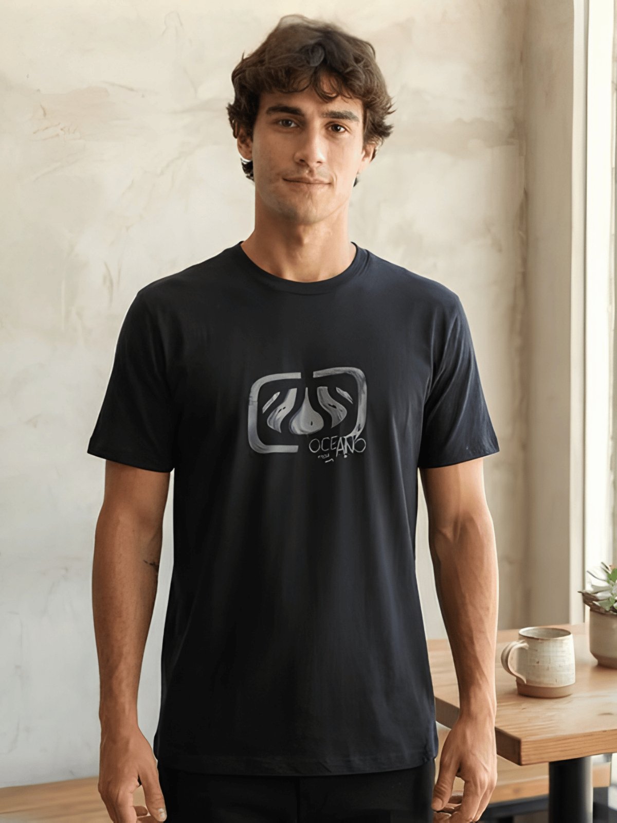 Camiseta Masculina Logo Frontal Oceano