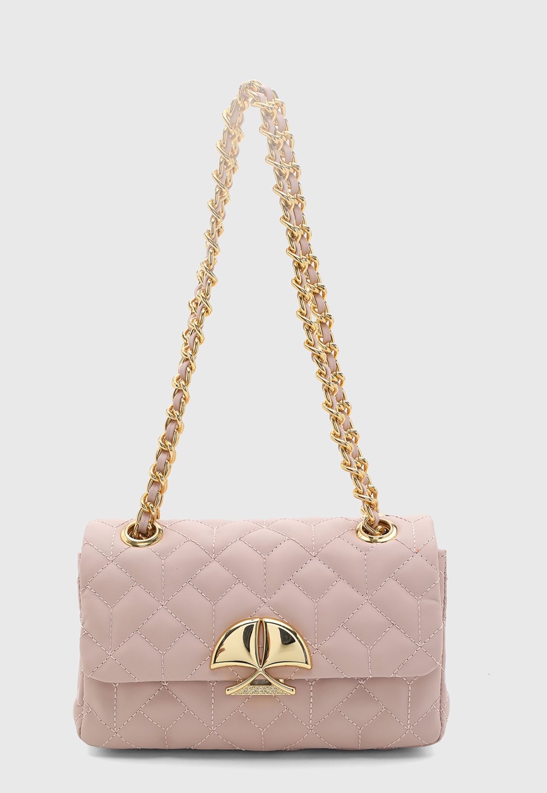 Bolsa Luiza Barcelos Couro Matelassê Rosa