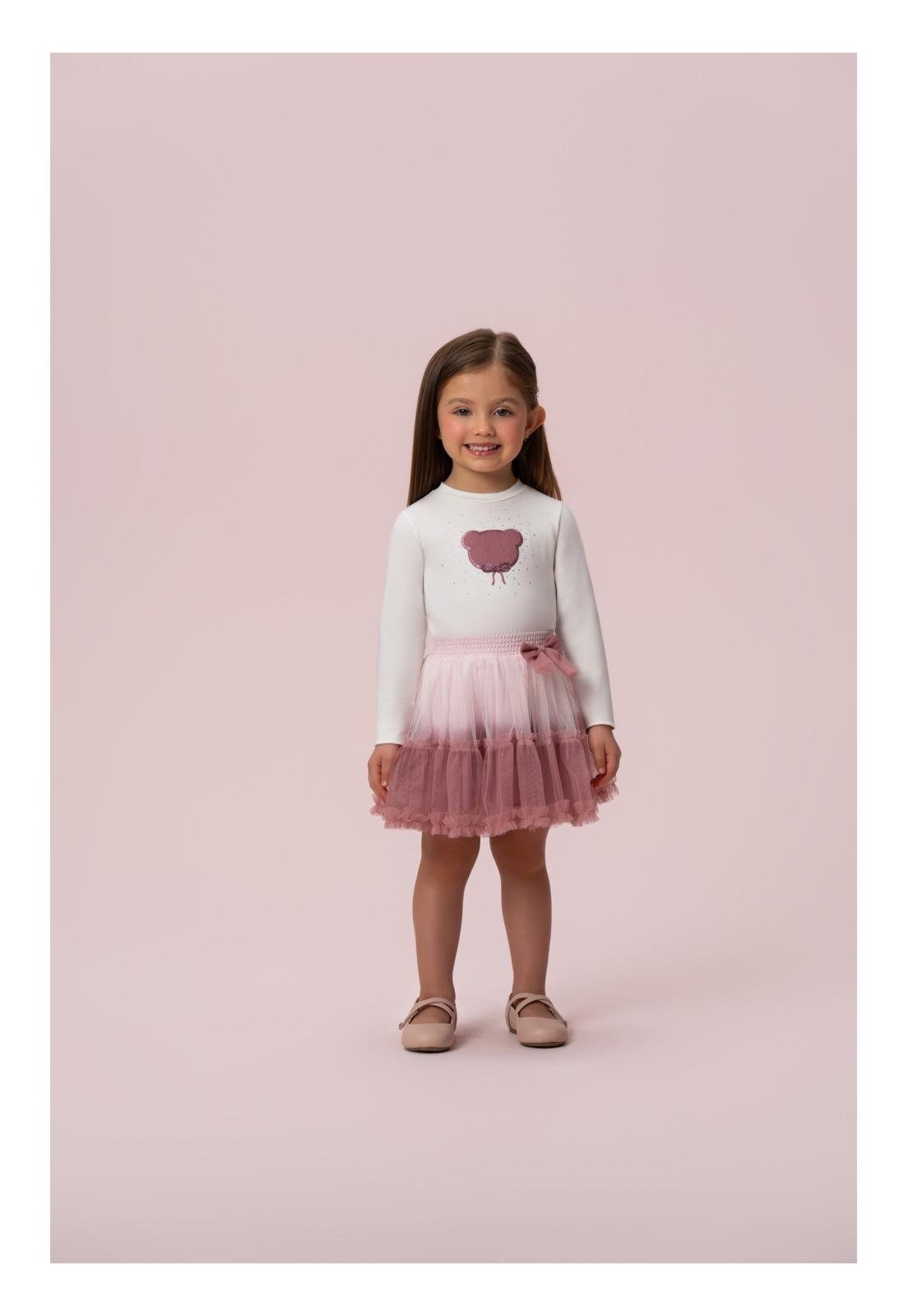 Infantil - Conjunto Saia Blusa Manga Longa Ursinha Petit Cherie 10 Off-white