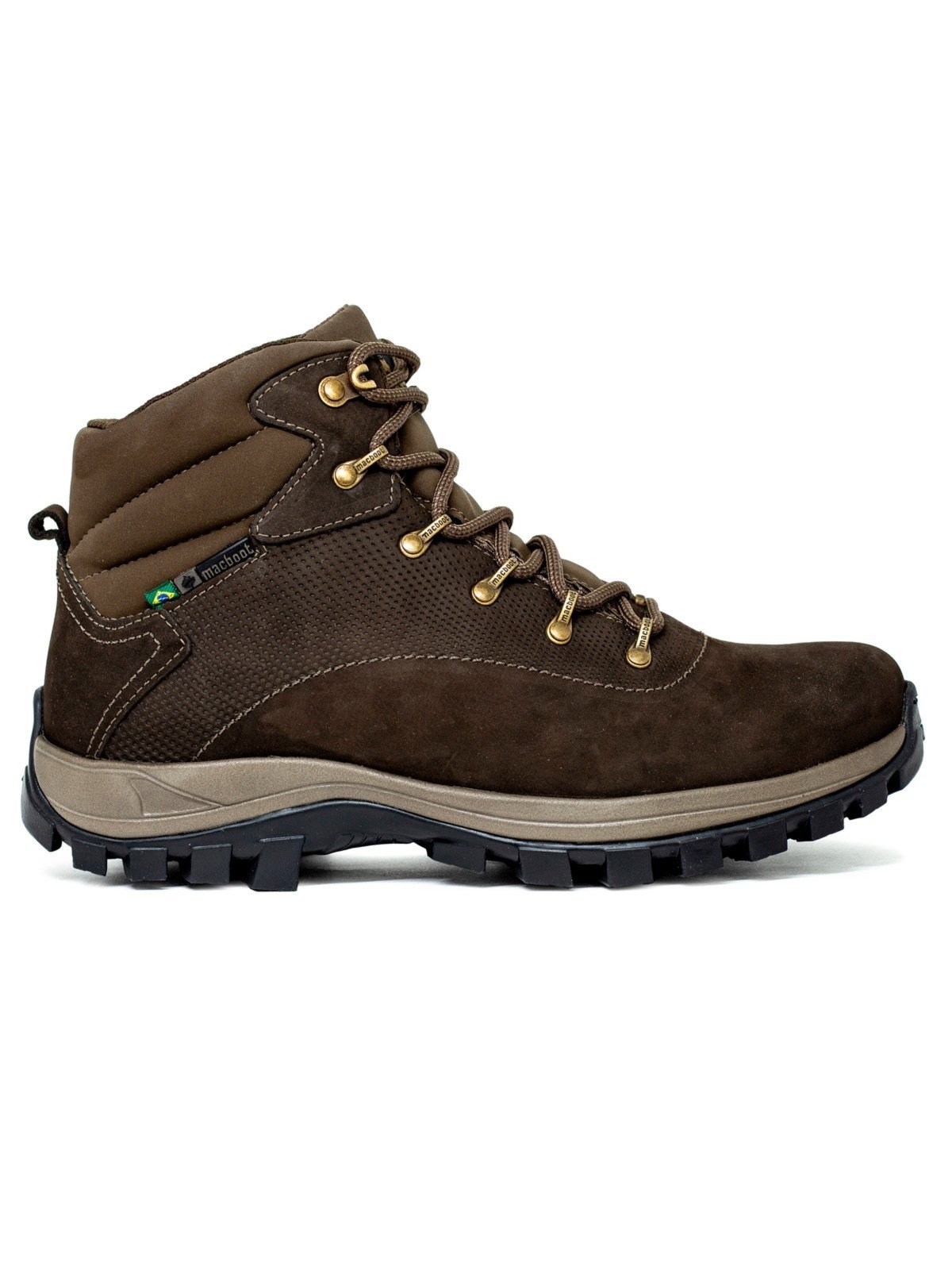 Bota Masculina Macboot Adventure Sumauma Couro Cadarço Confortável Tratorado Marrom Escuro Babaçu
