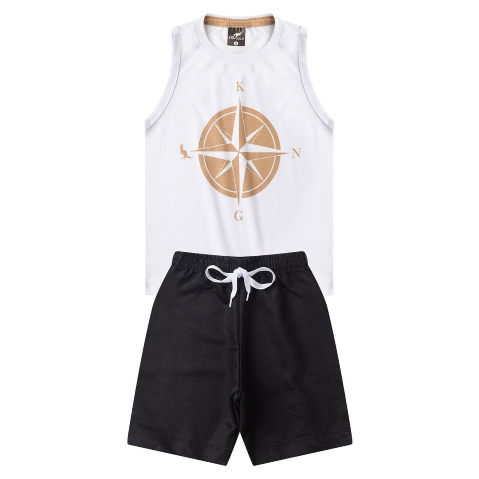 Vista 2 Infantil - Conjunto Menino Verão Regata Bússola Kangulu ROSA AZUL KIDS branco ROSA AZUL KIDS branco