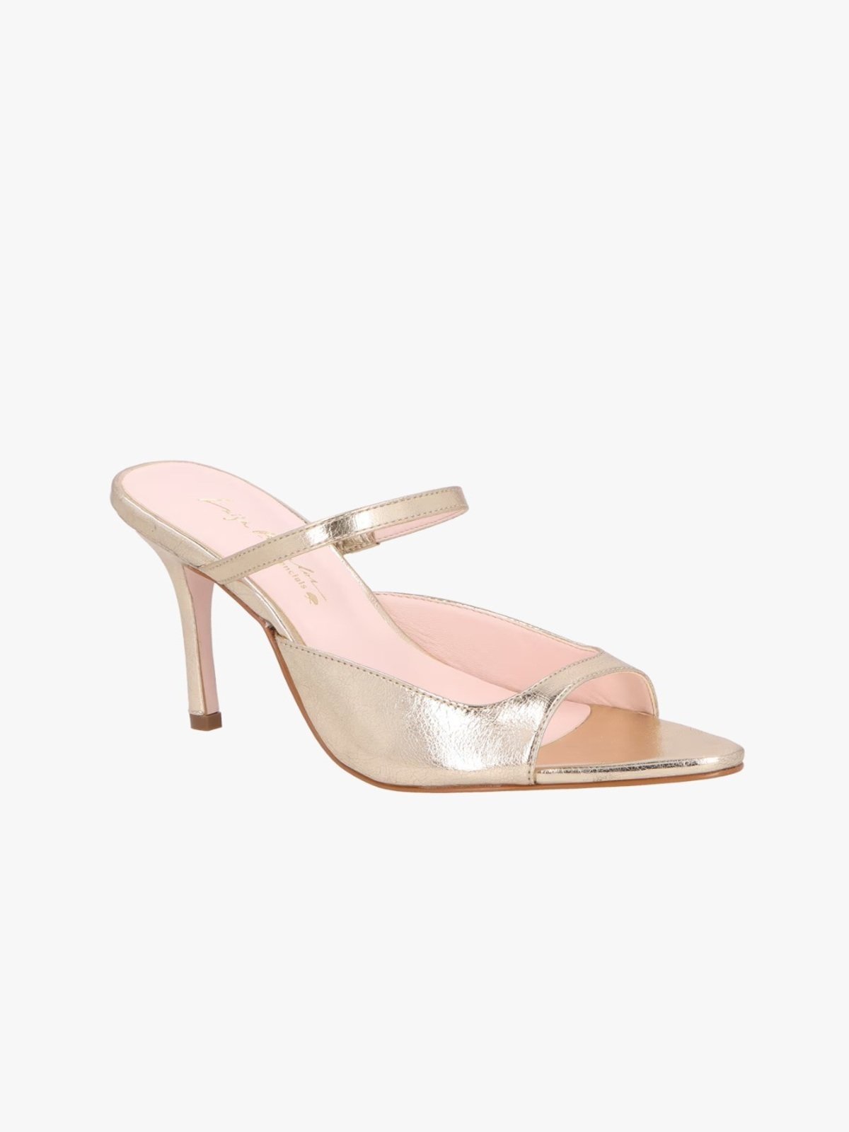 Mule Luiza Barcelos Salto Alto Dourado
