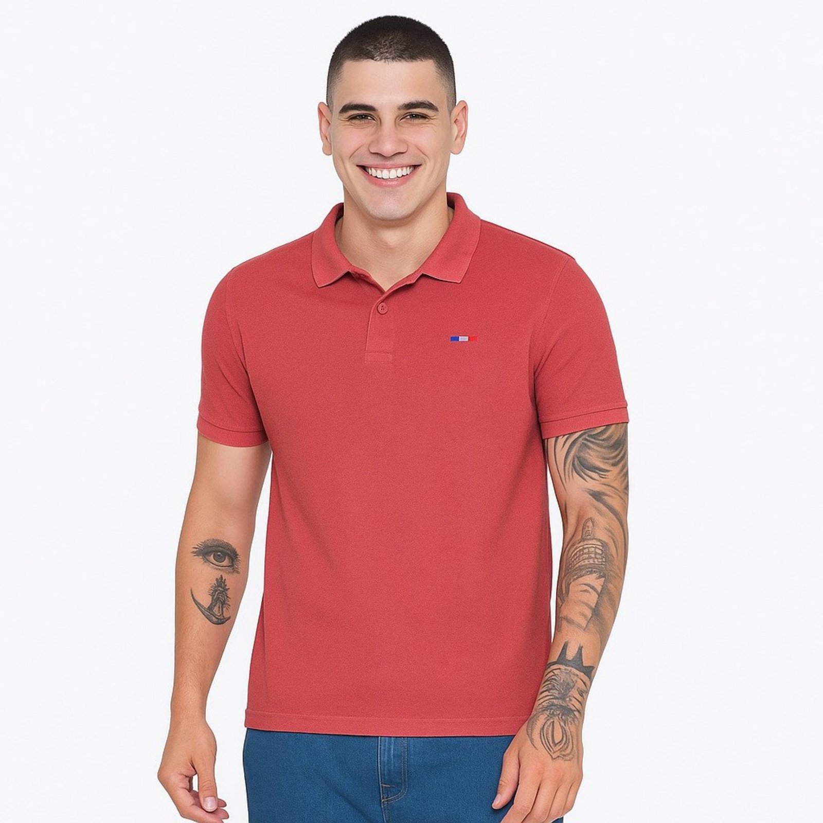 Camisa Polo Vih Triny Masculina Básica Industrie Bordado França Coral