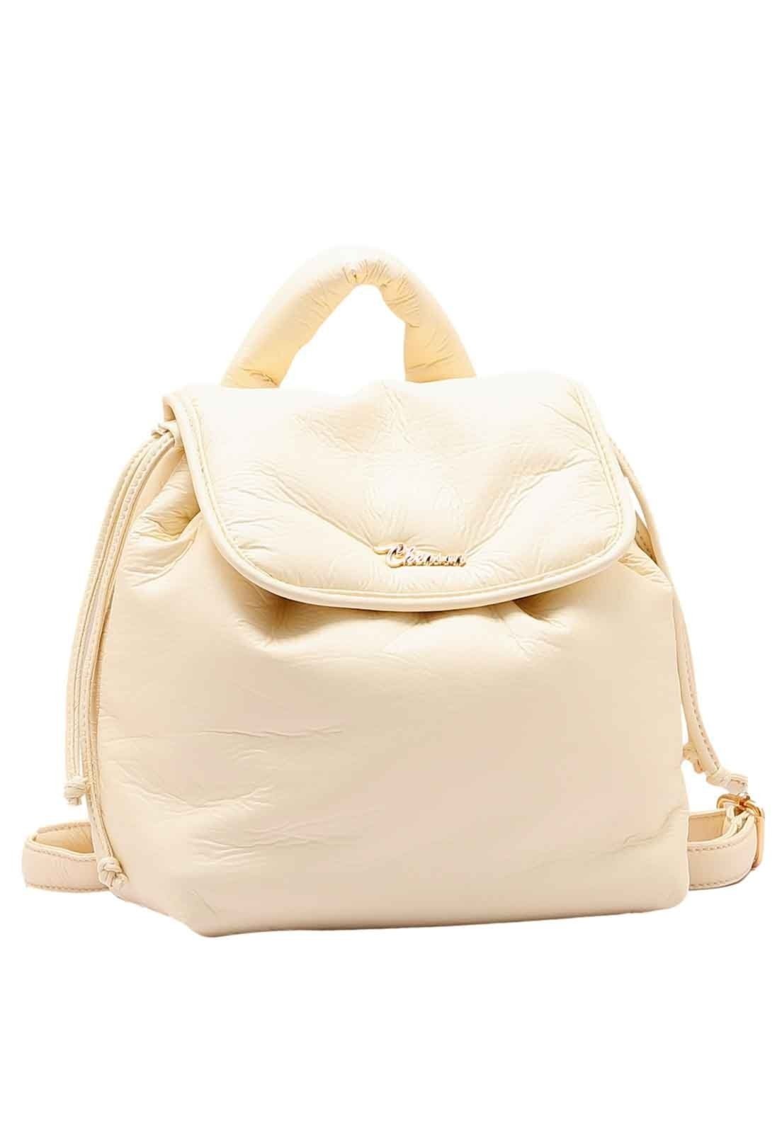 Mochila Feminina Chenson Original Puffer Costas Bege 8484994