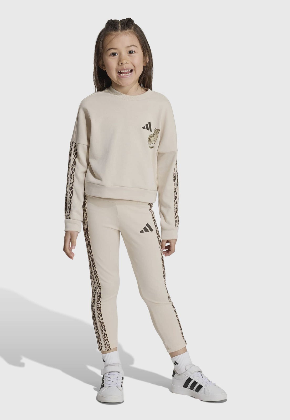 Infantil - Conjunto adidas Sportswear Animal Print Bege