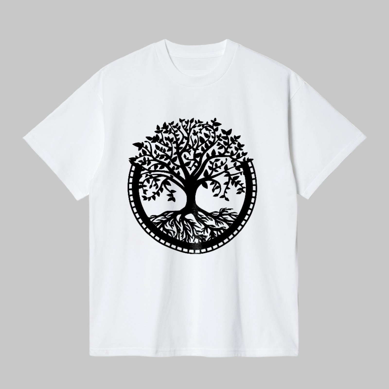 Camiseta Básica Árvore Da Vida Minimalista Unissex Branco