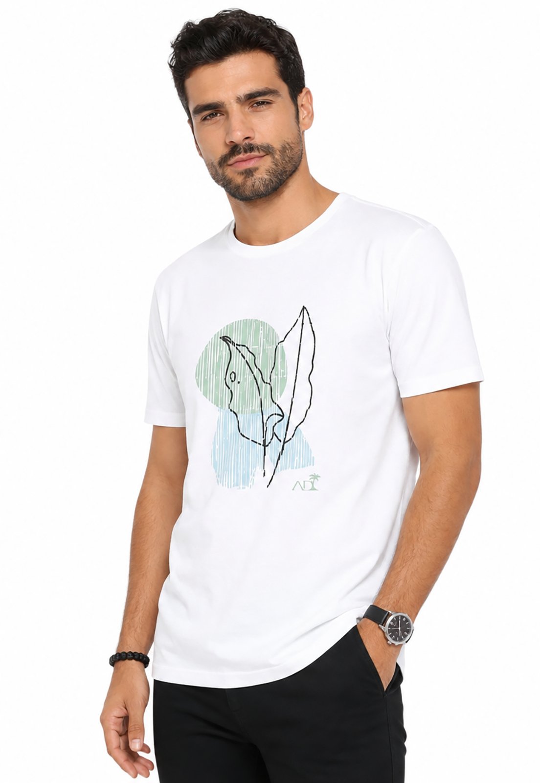 CAMISETA MASC AD ESTAMPADA BRANCO