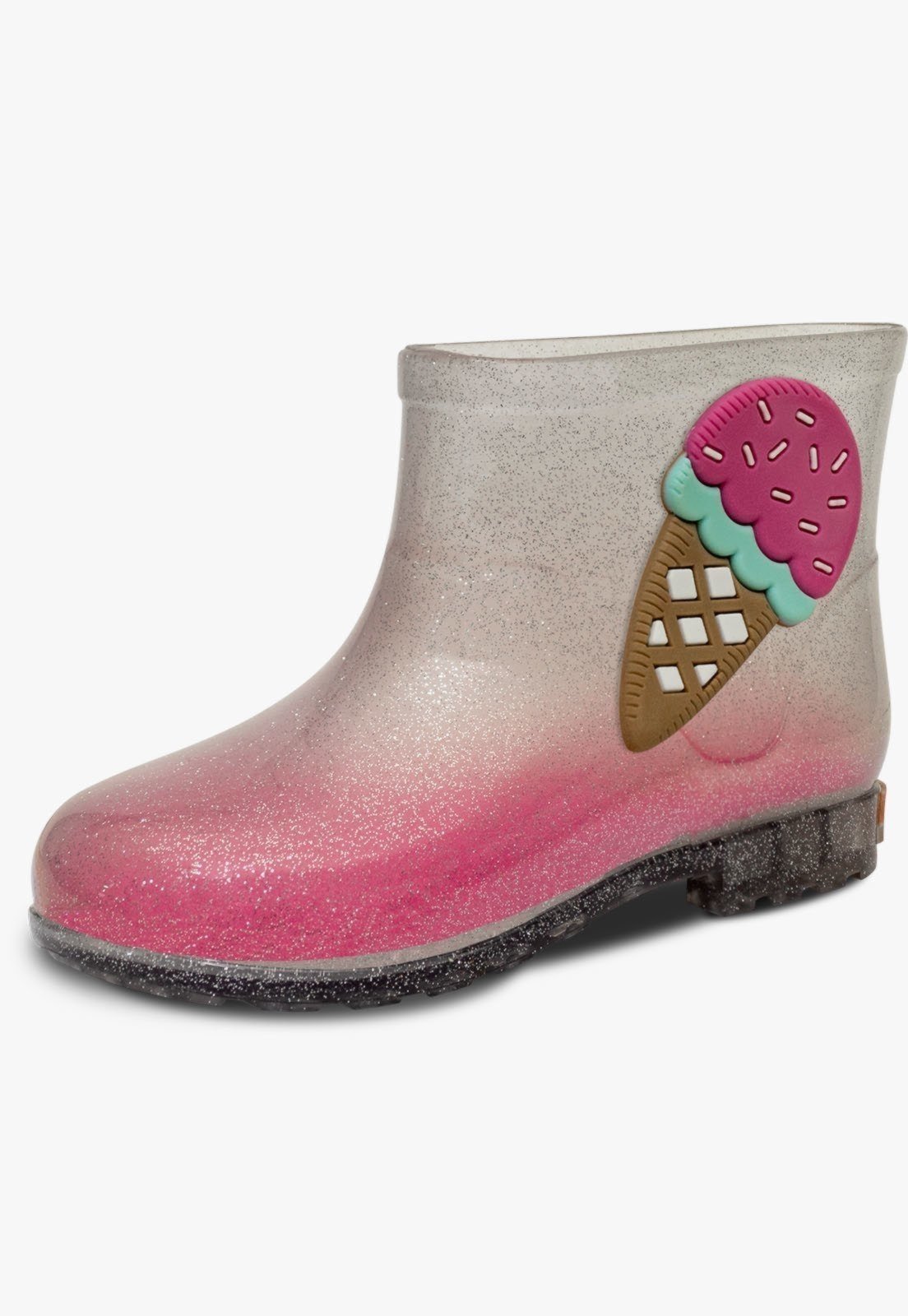Vista 2 Infantil - Bota Galocha Cano Curto Pópidi Sorvete Glitter Pópidí prata