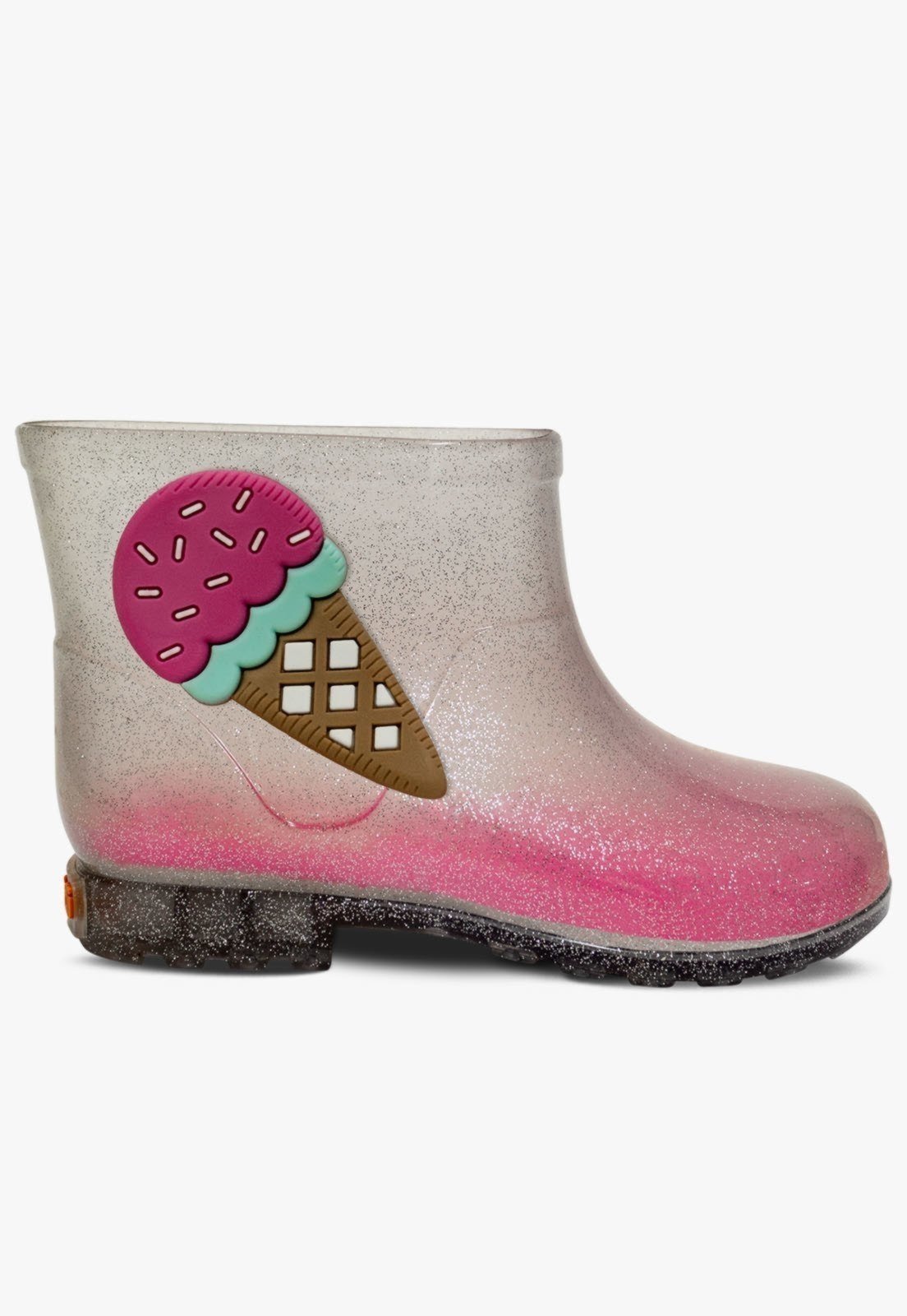 Vista 3 Infantil - Bota Galocha Cano Curto Pópidi Sorvete Glitter Pópidí prata